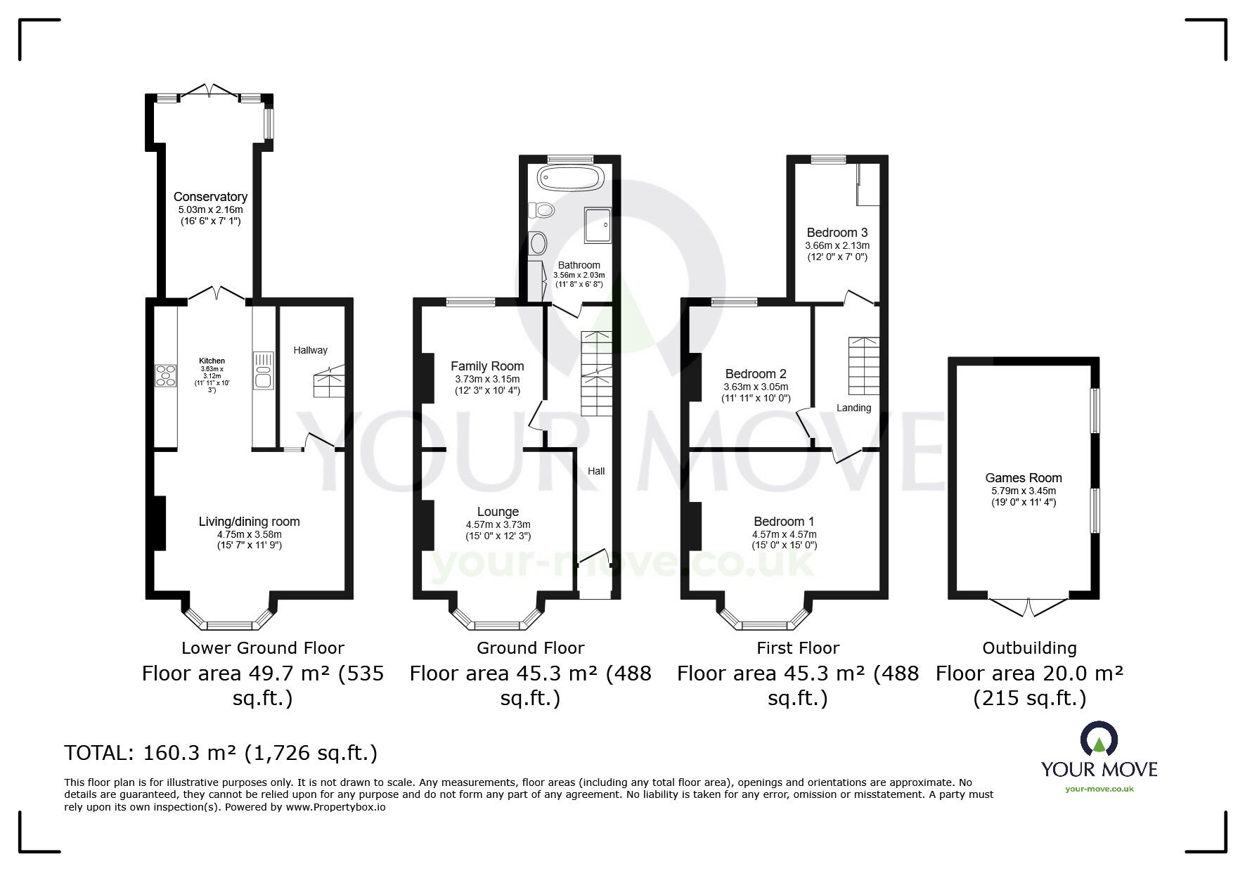 Floorplan of 3 bedroom End Terrace House for sale, Old Road East, Gravesend, Kent, DA12