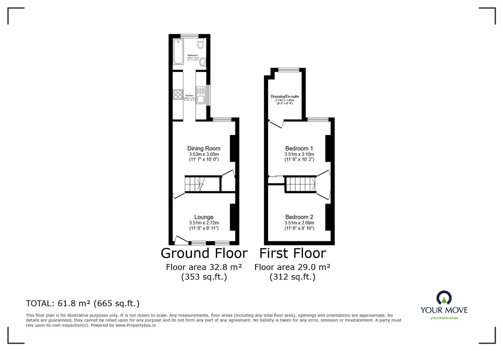 Floorplan of 2 bedroom Mid Terrace House for sale, Mead Road, Gravesend, Kent, DA11