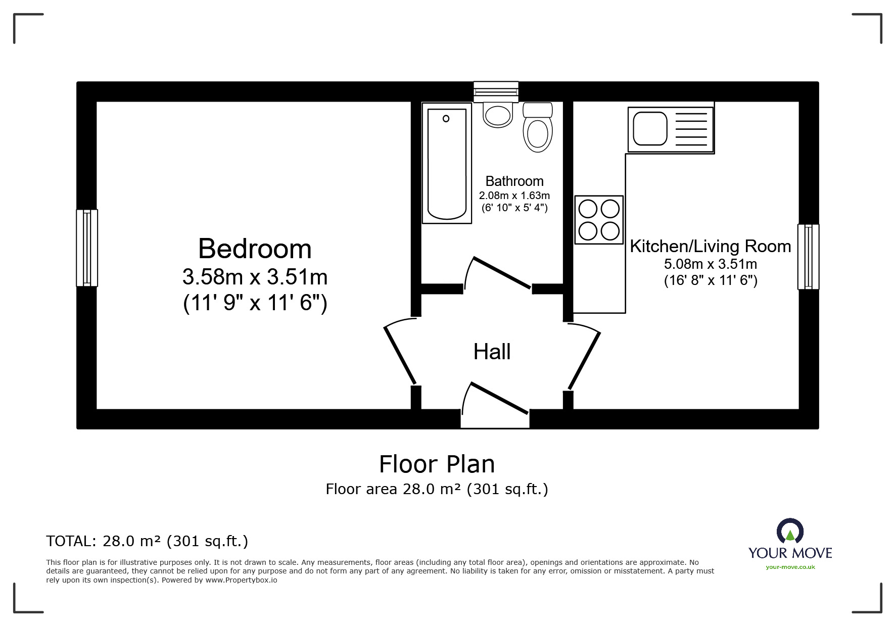 Floorplan of 1 bedroom  Flat for sale, Flat 7, Rivermill House, 55 Darnley Street, Gravesend, Kent DA11 0PB