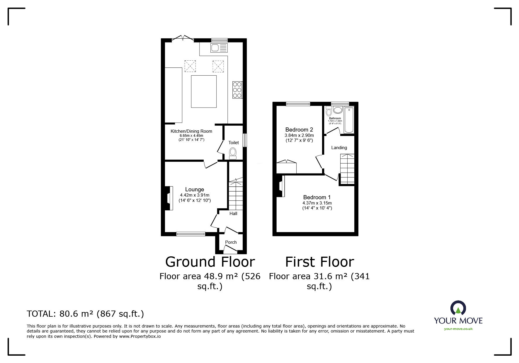 Floorplan of 2 bedroom End Terrace House for sale, Haynes Road, Northfleet, Kent, DA11