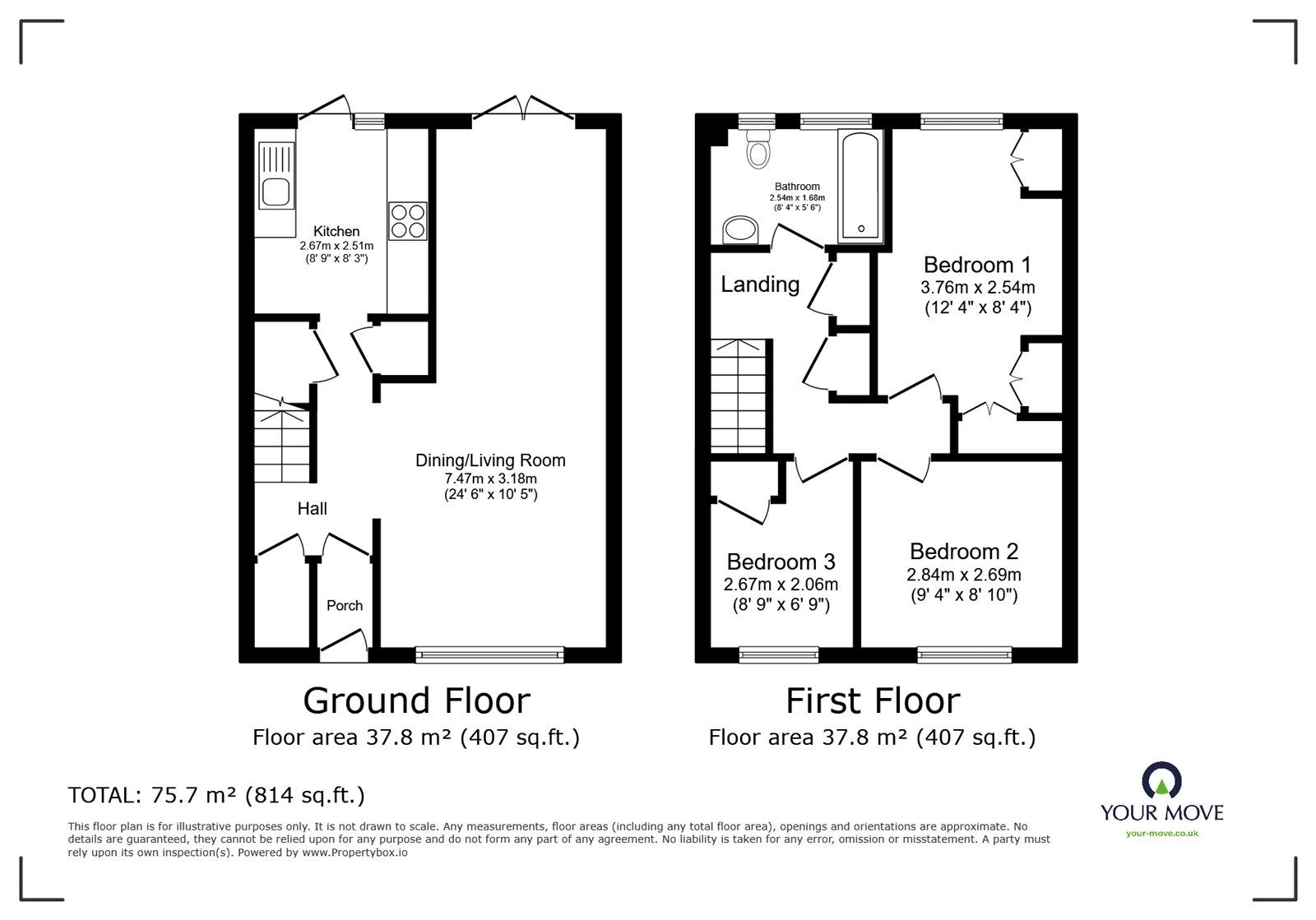 Floorplan of 3 bedroom Mid Terrace House to rent, Mackenzie Way, Gravesend, Kent, DA12