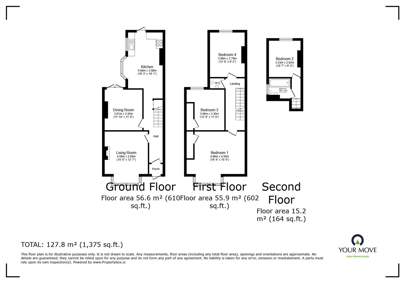 Floorplan of 4 bedroom Mid Terrace House to rent, Pelham Road, Gravesend, Kent, DA11