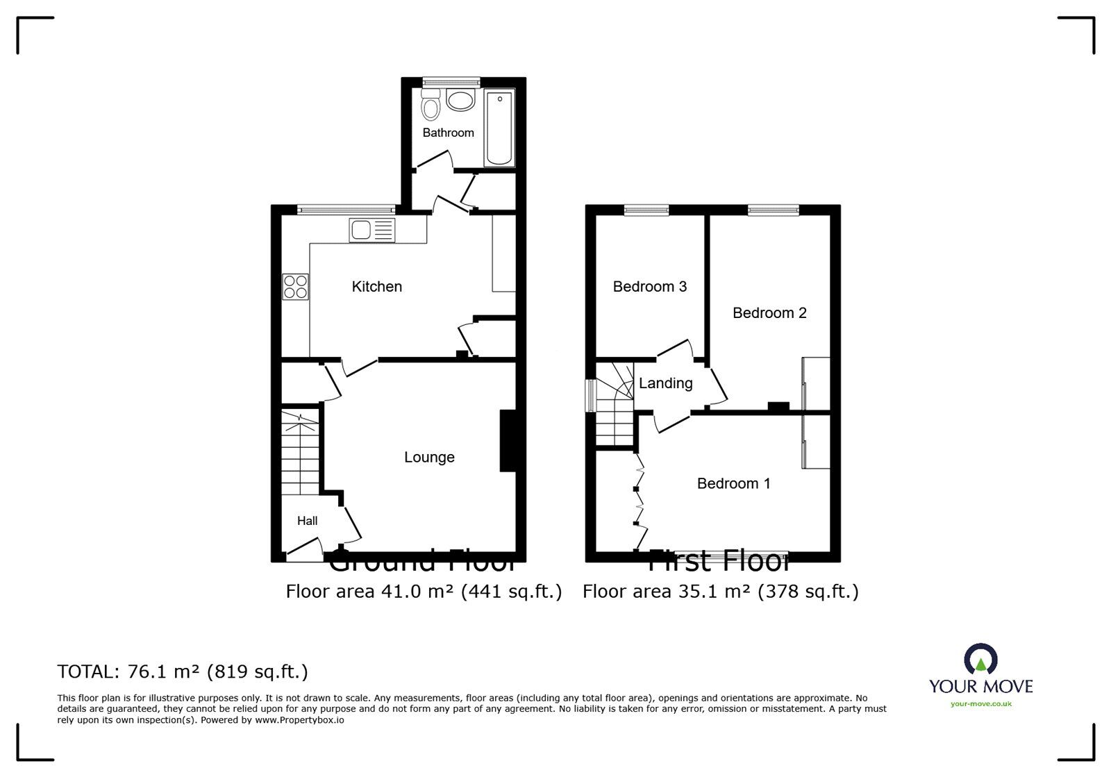 Floorplan of 3 bedroom End Terrace House to rent, Dickens Road, Gravesend, Kent, DA12