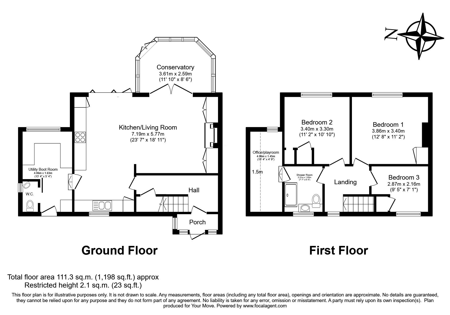 Floorplan of 3 bedroom Semi Detached House for sale, Lawrence Drive, Cobham, Kent, DA12