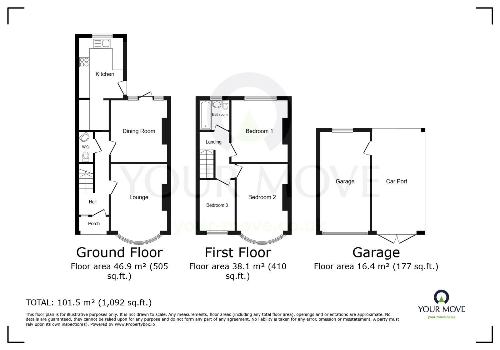 Floorplan of 3 bedroom Mid Terrace House to rent, Abbey Road, Gravesend, Kent, DA12