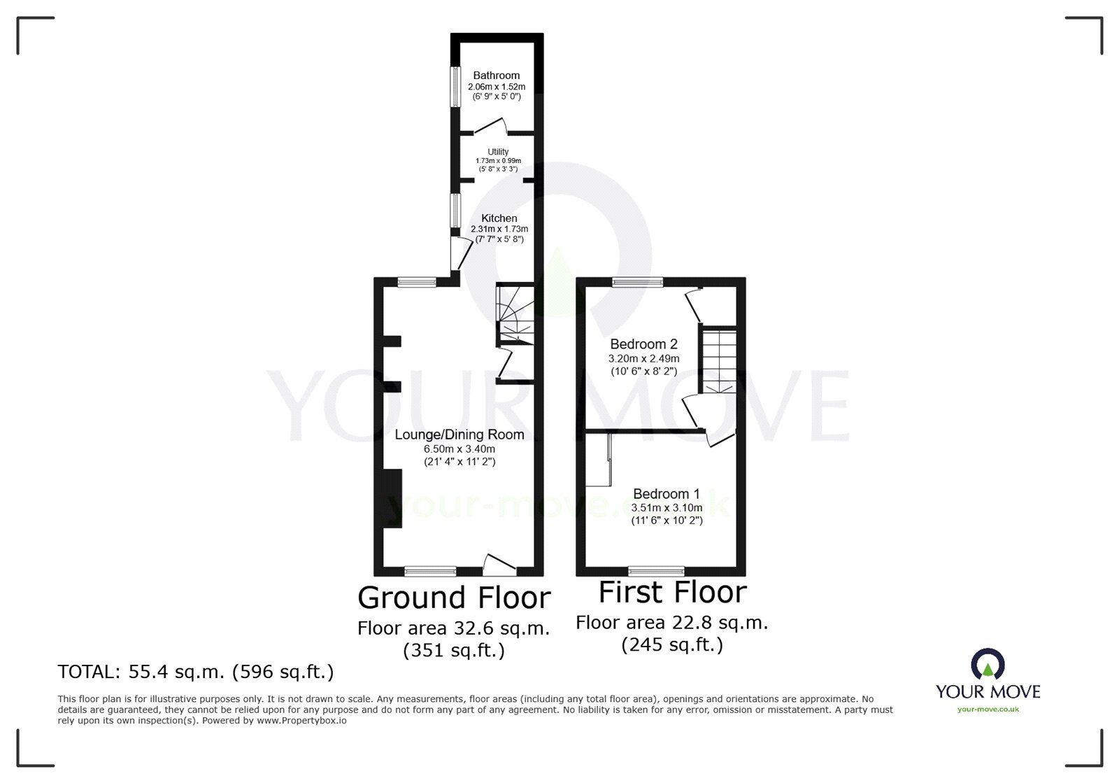 Floorplan of 2 bedroom Mid Terrace House to rent, Factory Road, Northfleet, Kent, DA11