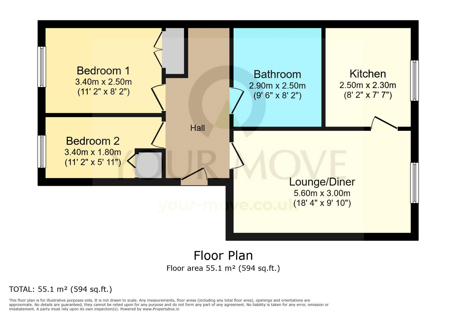 Floorplan of 2 bedroom  Flat to rent, Allington Close, Gravesend, Kent, DA12