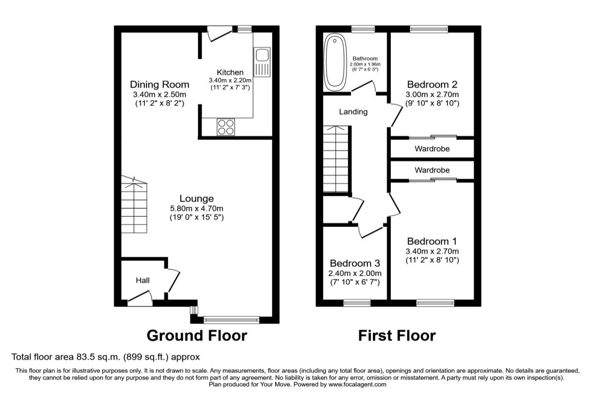 Floorplan of 3 bedroom Semi Detached House to rent, Thistle Place, East Kilbride, Glasgow, G74