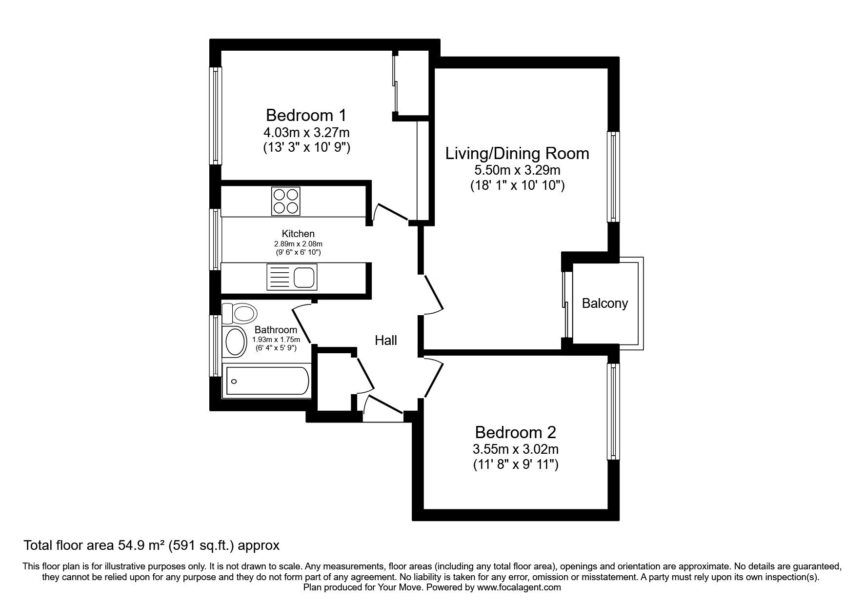 Floorplan of 2 bedroom  Flat for sale, Elphinstone Crescent, East Kilbride, South Lanarkshire, G75