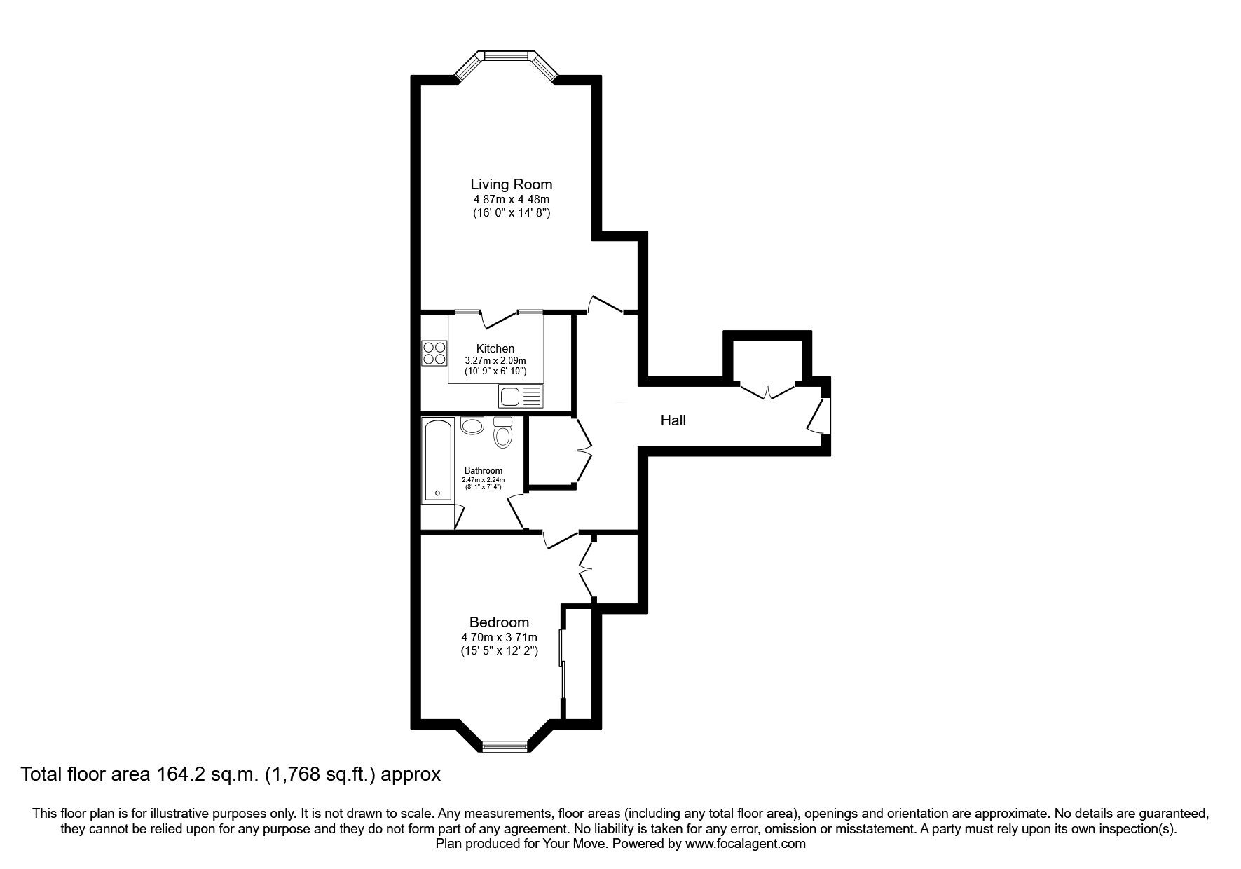 Floorplan of 1 bedroom  Flat for sale, Auchingramont Court, 64, Union Street, ML3