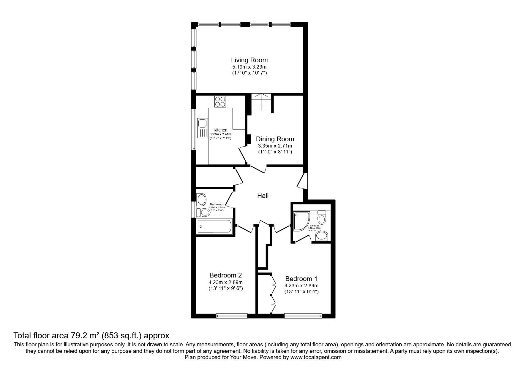 Floorplan of 2 bedroom  Flat for sale, Lymekilns Road, East Kilbride, South Lanarkshire, G74