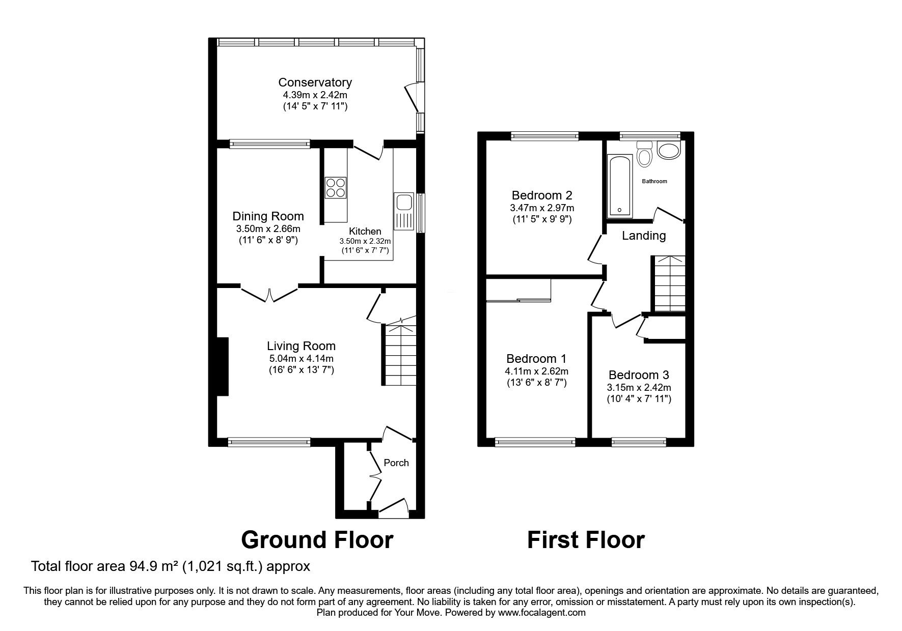 Floorplan of 3 bedroom Semi Detached House for sale, Abbotsford Crescent, Strathaven, South Lanarkshire, ML10