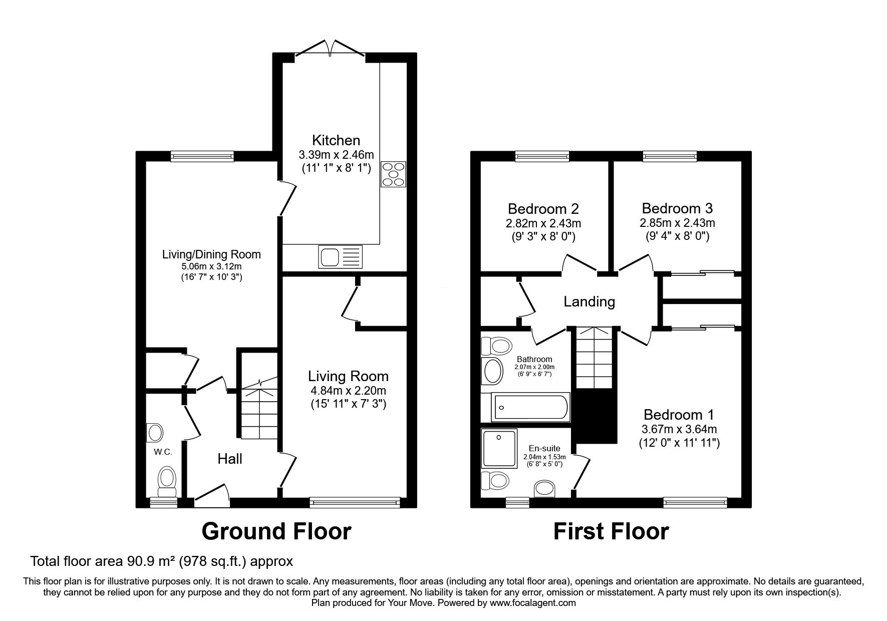 Floorplan of 3 bedroom Semi Detached House for sale, Valleyfield Crescent, Ferniegair, South Lanarkshire, ML3