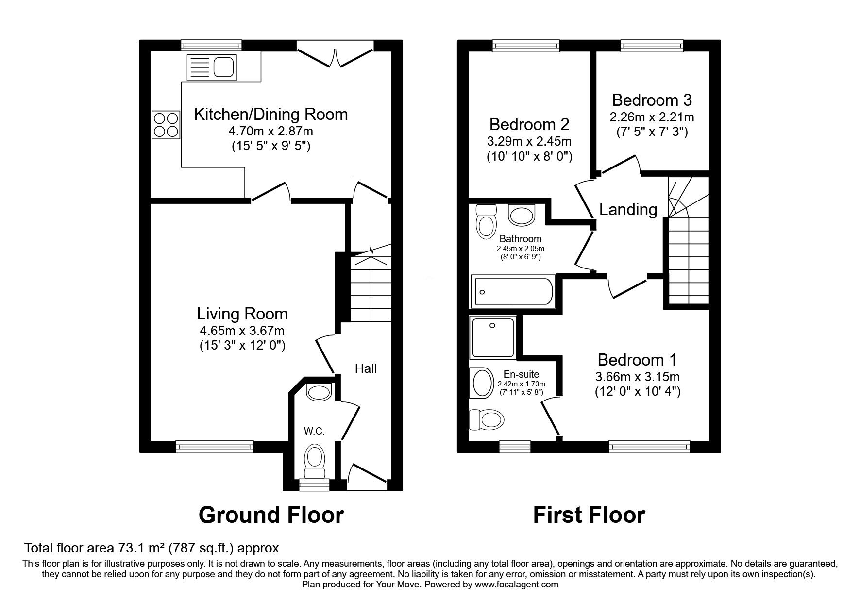 Floorplan of 3 bedroom End Terrace House for sale, Olive Drive, Cleland, North Lanarkshire, ML1