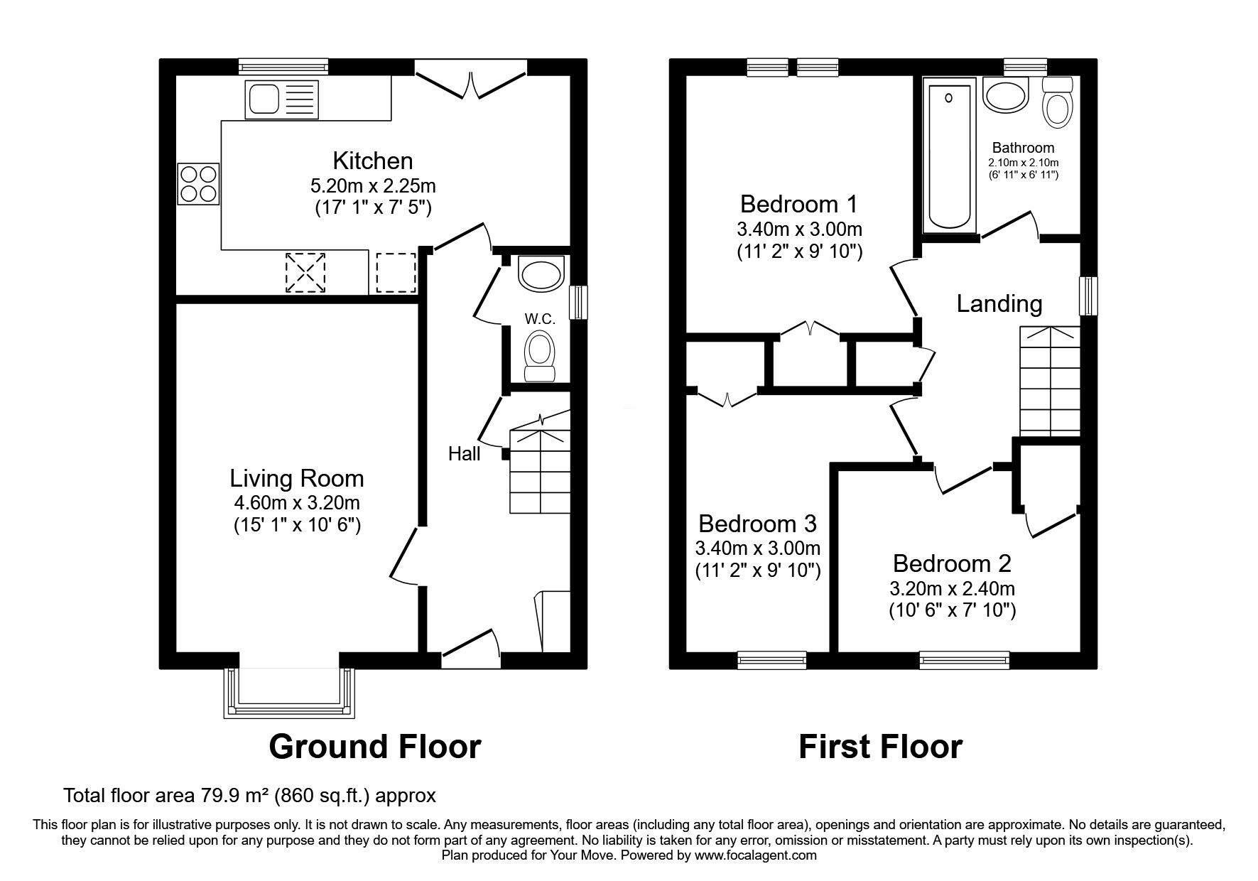 Floorplan of 3 bedroom End Terrace House for sale, Abbotsford Road, Hamilton, ML3