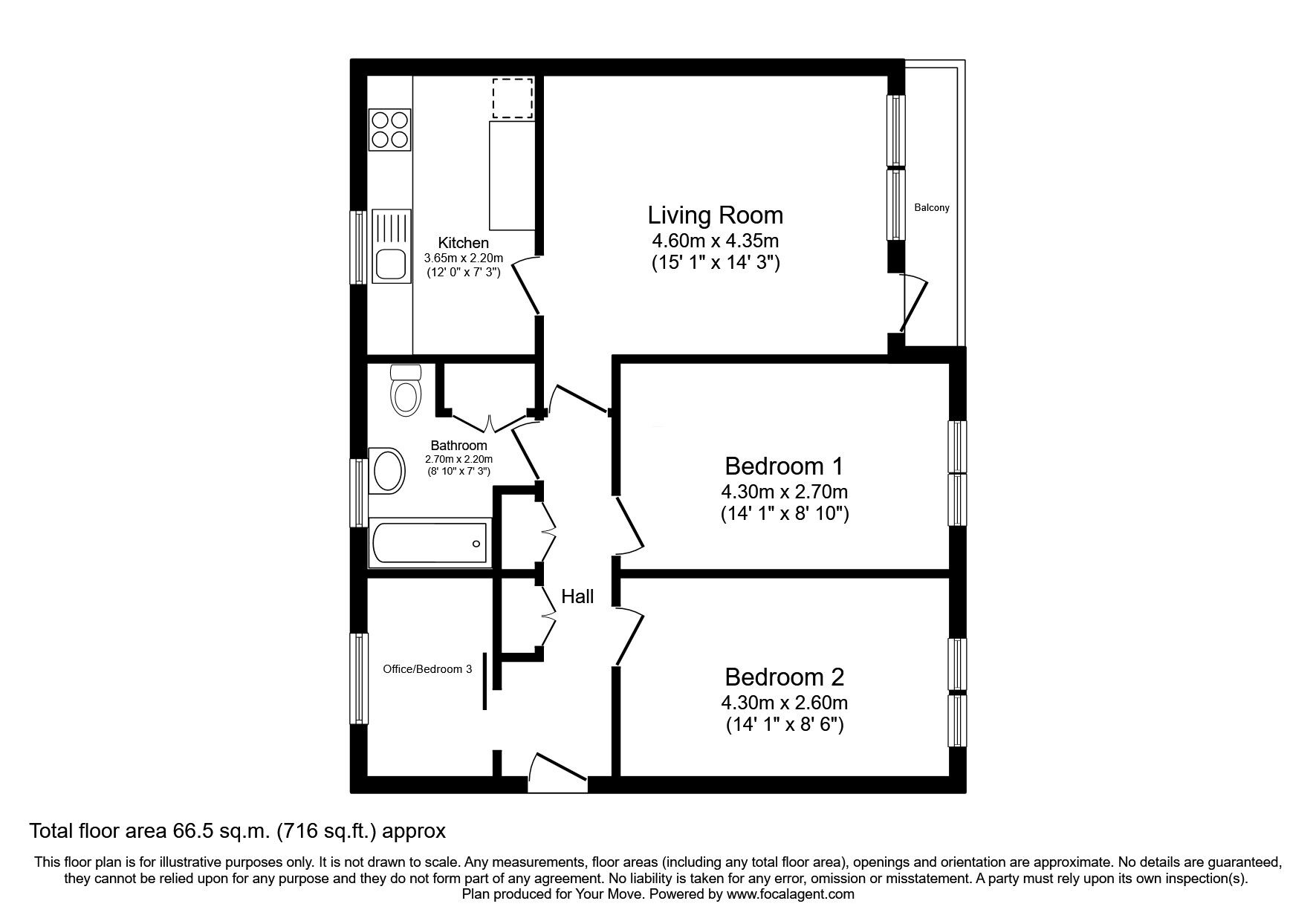 Floorplan of 2 bedroom  Flat for sale, Atholl Street, Hamilton, South Lanarkshire, ML3