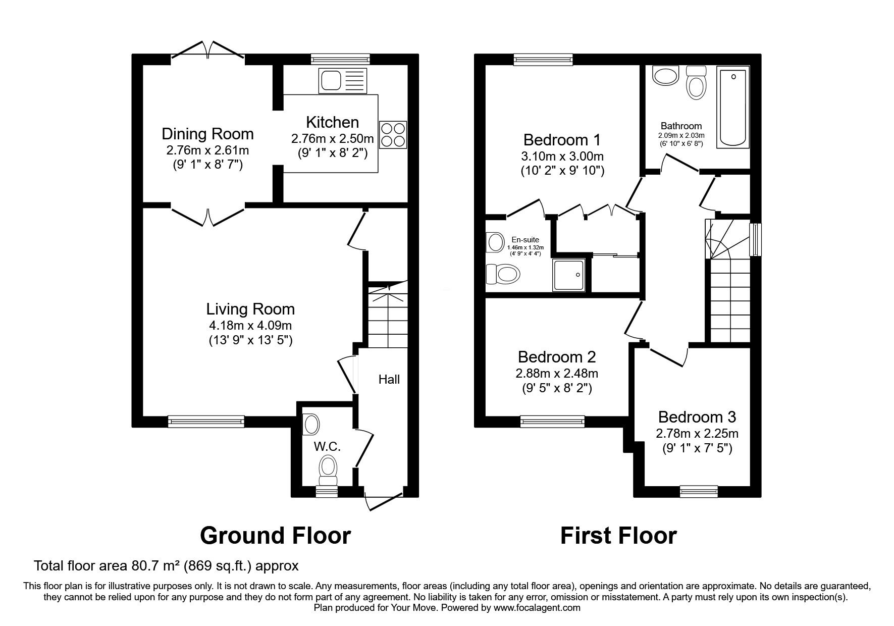 Floorplan of 3 bedroom End Terrace House for sale, Darvel Grove, Blantyre, South Lanarkshire, G72