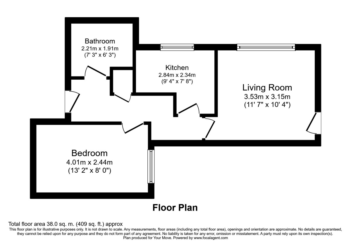 Floorplan of 1 bedroom  Flat to rent, Eversfield Place, St. Leonards-On-Sea, East Sussex, TN37