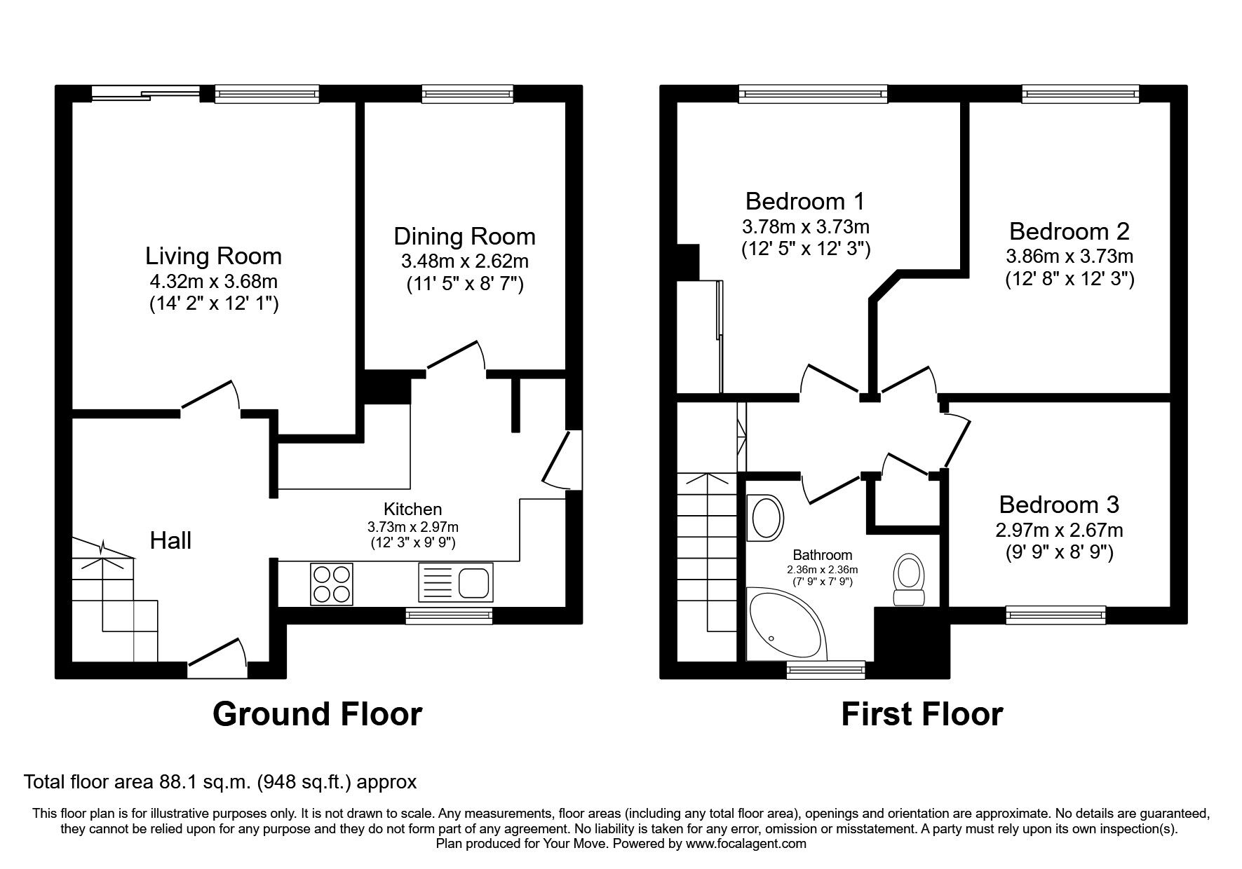 Floorplan of 3 bedroom Semi Detached House to rent, Mountbatten Close, Hastings, East Sussex, TN35