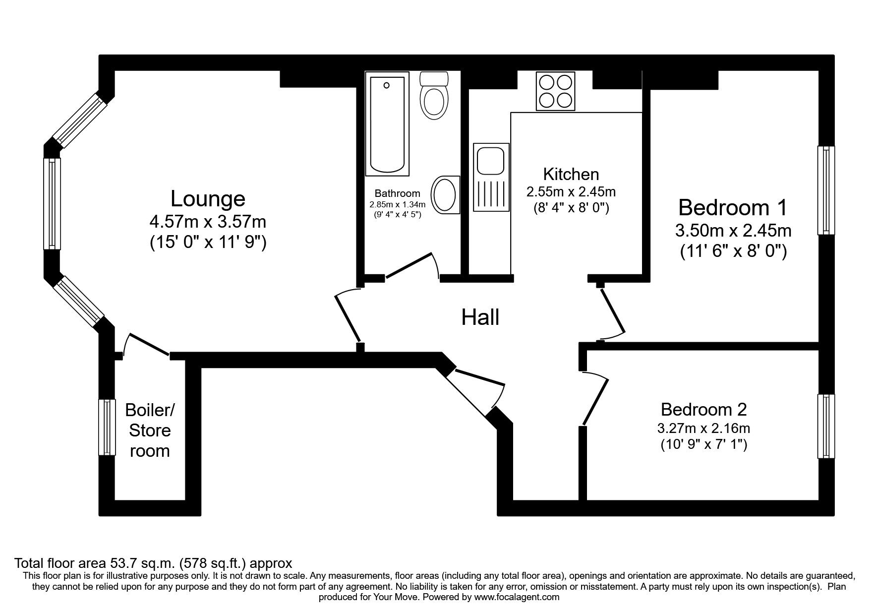 Floorplan of 2 bedroom  Flat to rent, West Hill Road, St. Leonards-on-Sea, East Sussex, TN38