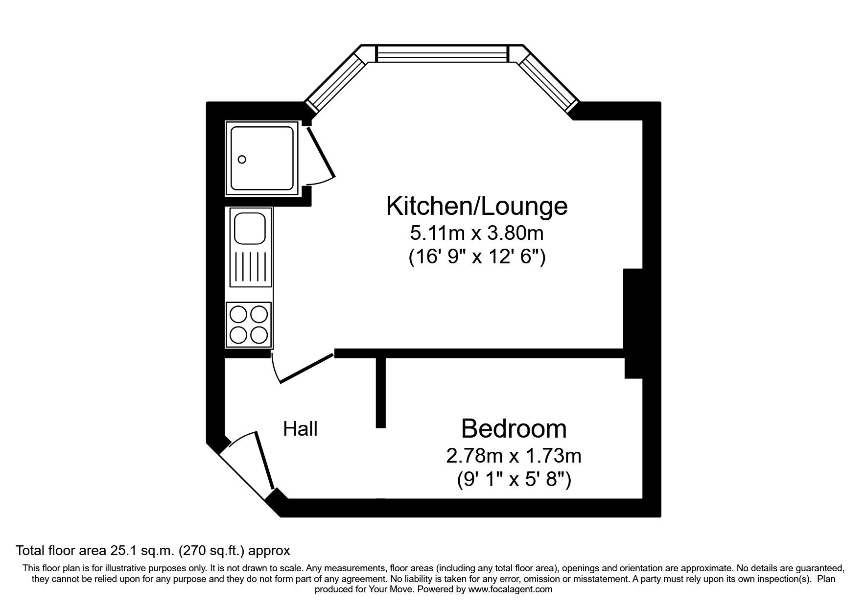 Floorplan of 1 bedroom  Flat to rent, London Road, St. Leonards-on-Sea, East Sussex, TN37