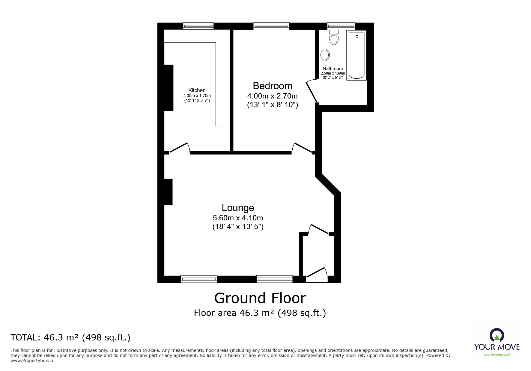 Floorplan of 1 bedroom  Flat for sale, St. Georges Road, Hastings, East Sussex, TN34