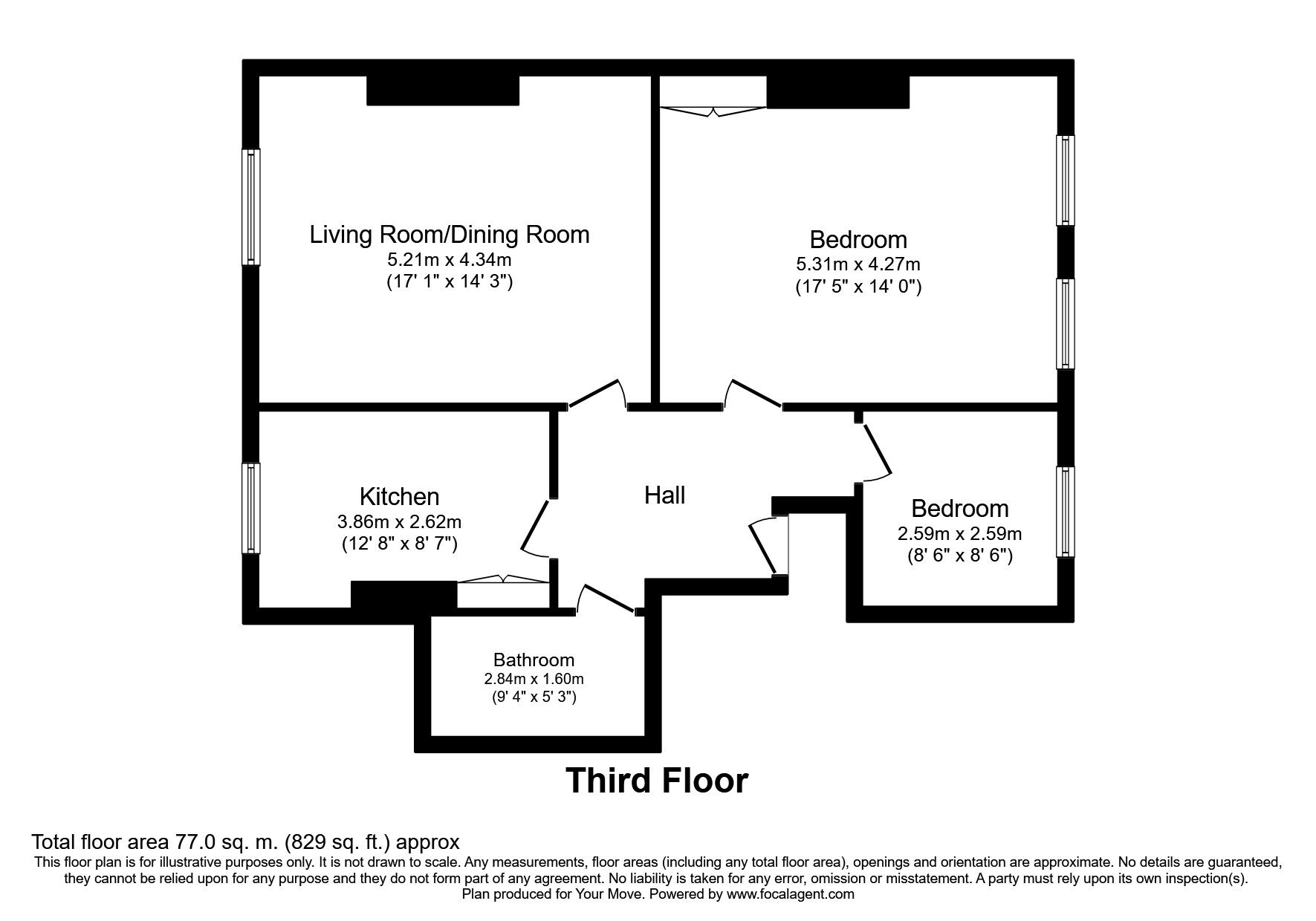 Floorplan of 2 bedroom  Flat to rent, Pevensey Road, St. Leonards-On-Sea, East Sussex, TN38