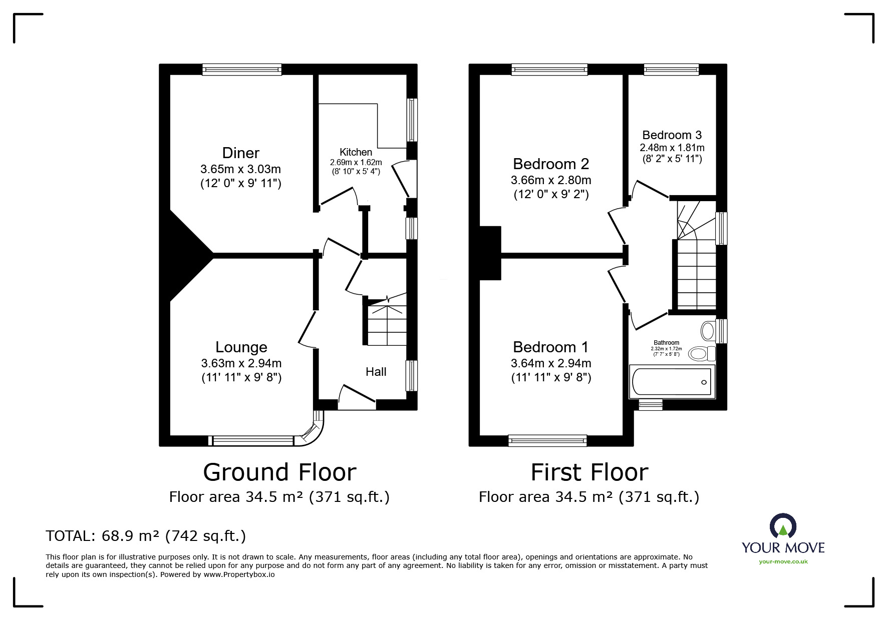 Floorplan of 3 bedroom Semi Detached House for sale, Parker Road, Hastings, East Sussex, TN34