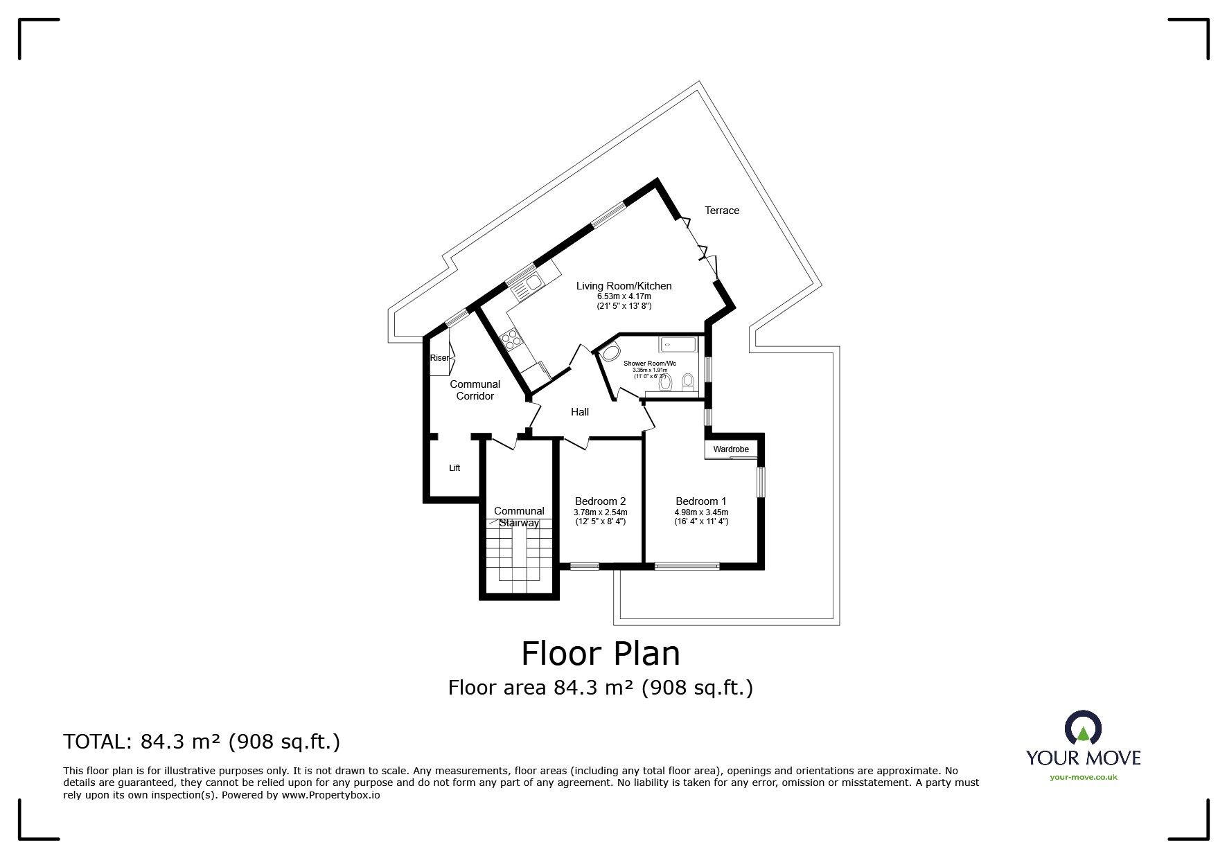 Floorplan of 2 bedroom  Flat to rent, Archery Road, St. Leonards-on-Sea, East Sussex, TN38