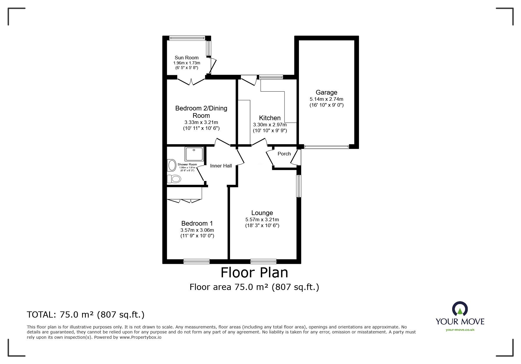 Floorplan of 2 bedroom Semi Detached Bungalow for sale, Bunting Close, St. Leonards-on-Sea, East Sussex, TN38