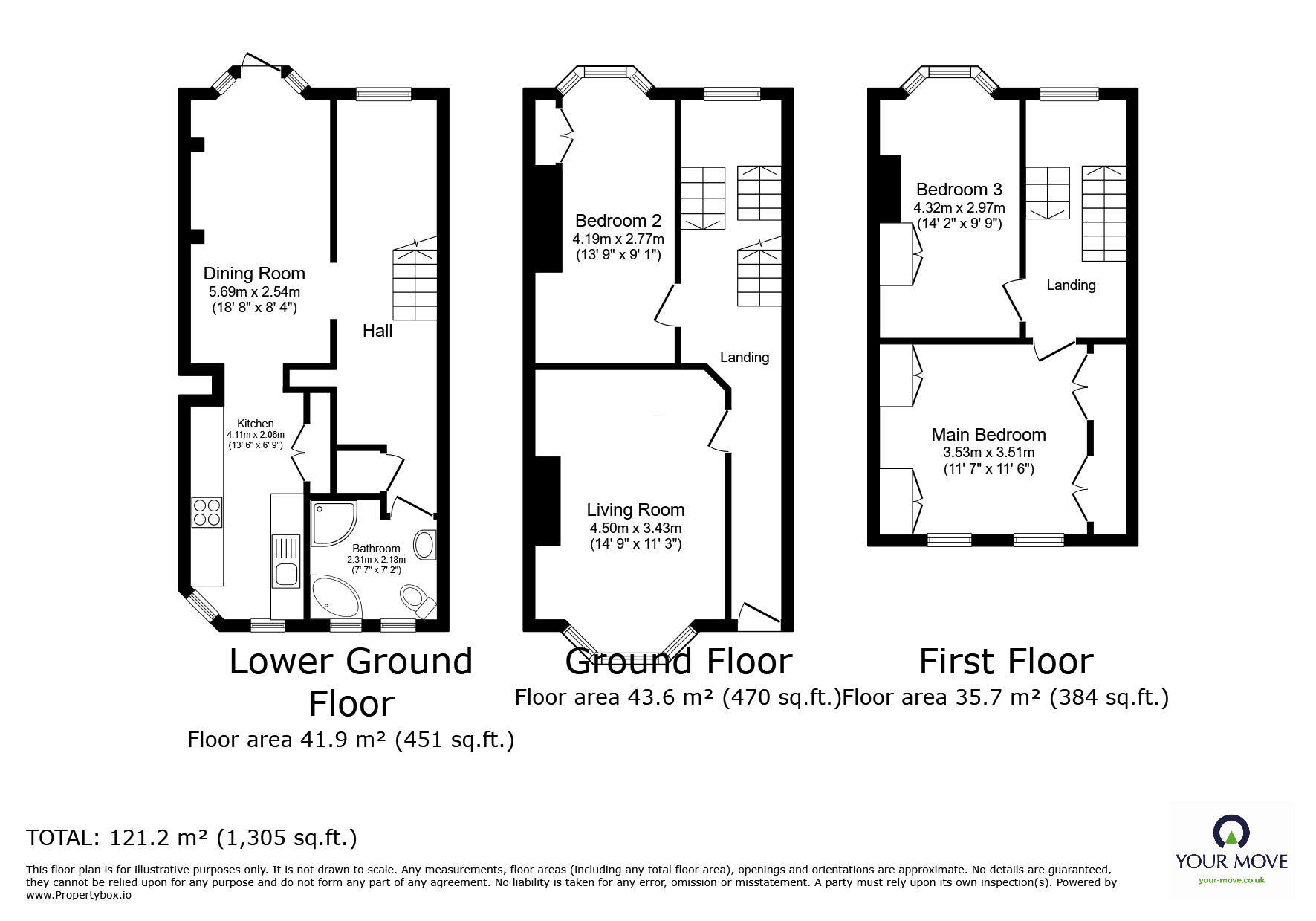 Floorplan of 3 bedroom Mid Terrace House for sale, St. Georges Road, Hastings, East Sussex, TN34