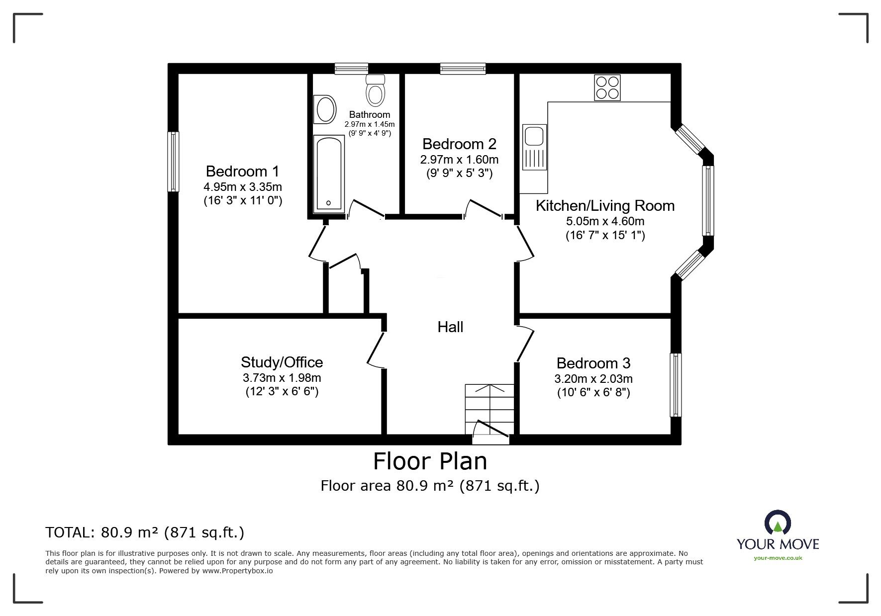 Floorplan of 3 bedroom  Flat for sale, St. Margarets Road, St. Leonards-on-Sea, East Sussex, TN37