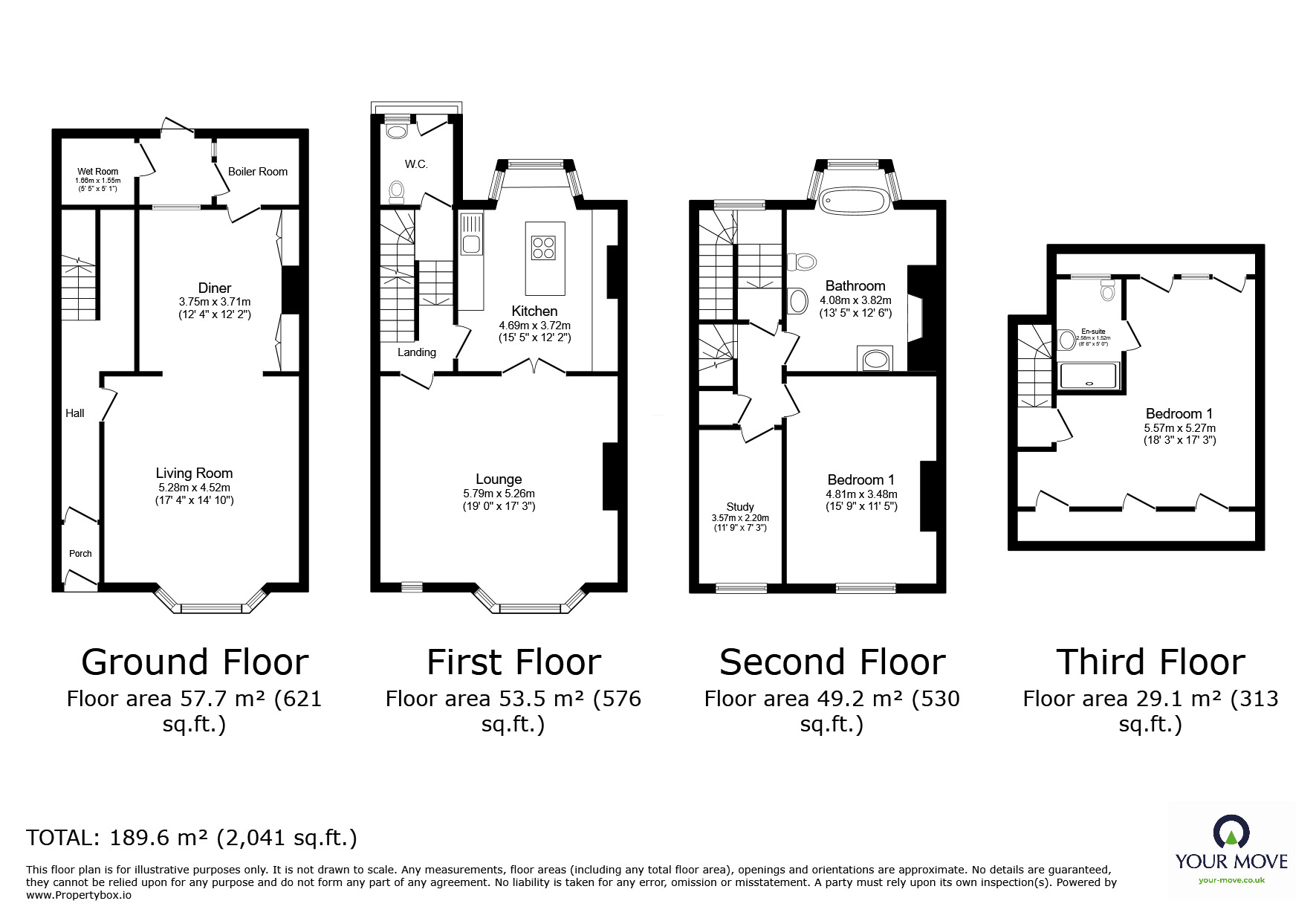 Floorplan of 4 bedroom Mid Terrace House for sale, St. Marys Terrace, Hastings, East Sussex, TN34