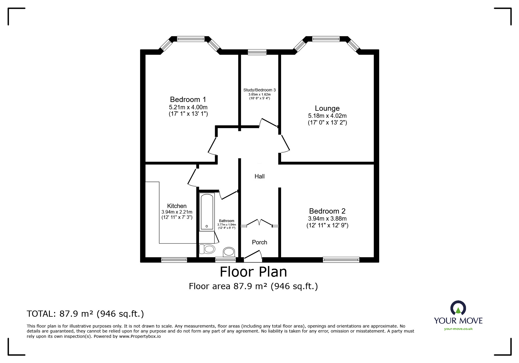 Floorplan of 3 bedroom  Flat for sale, Battle Road, St. Leonards-on-Sea, East Sussex, TN37