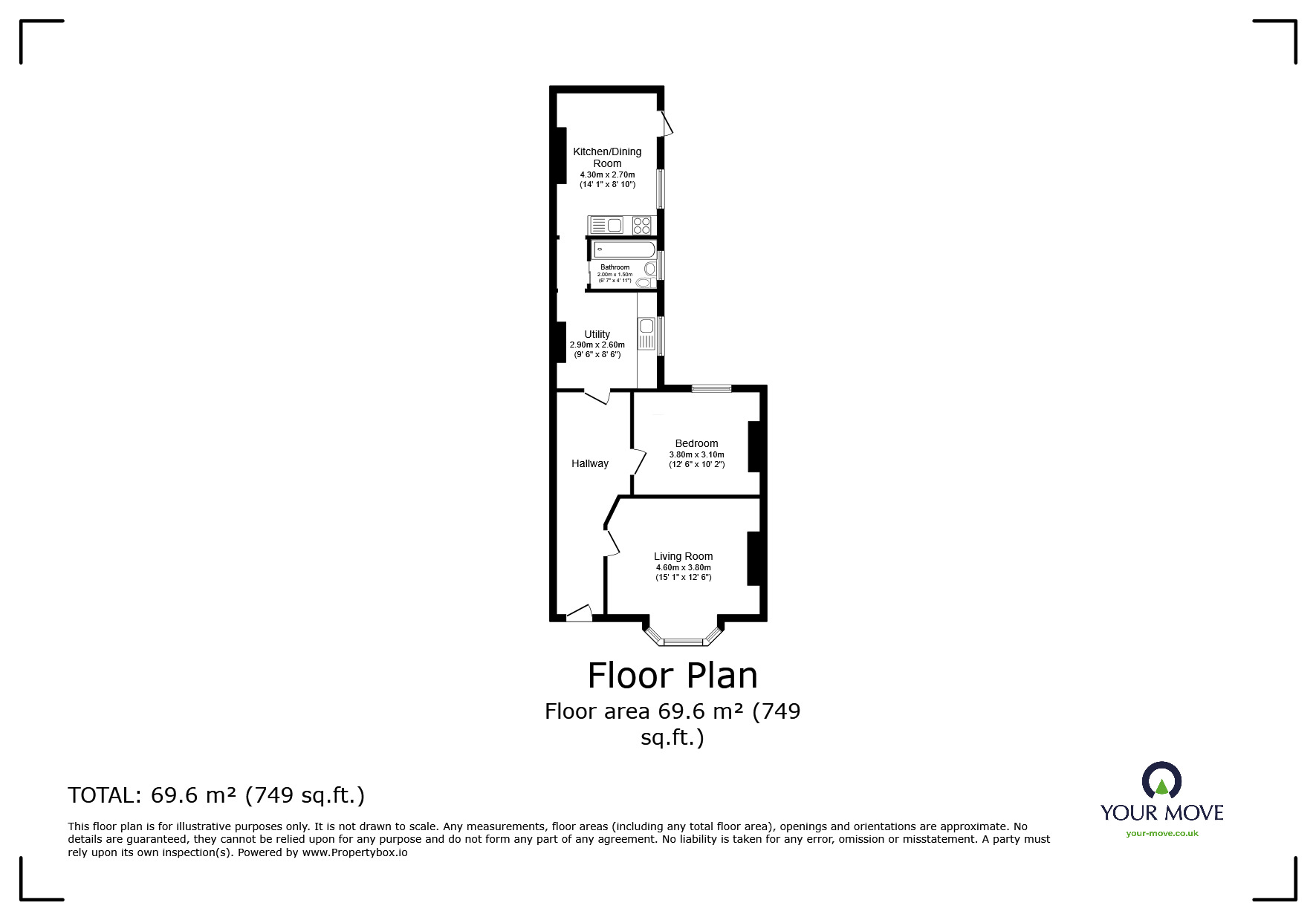 Floorplan of 1 bedroom  Flat for sale, Queens Road, Hastings, East Sussex, TN34