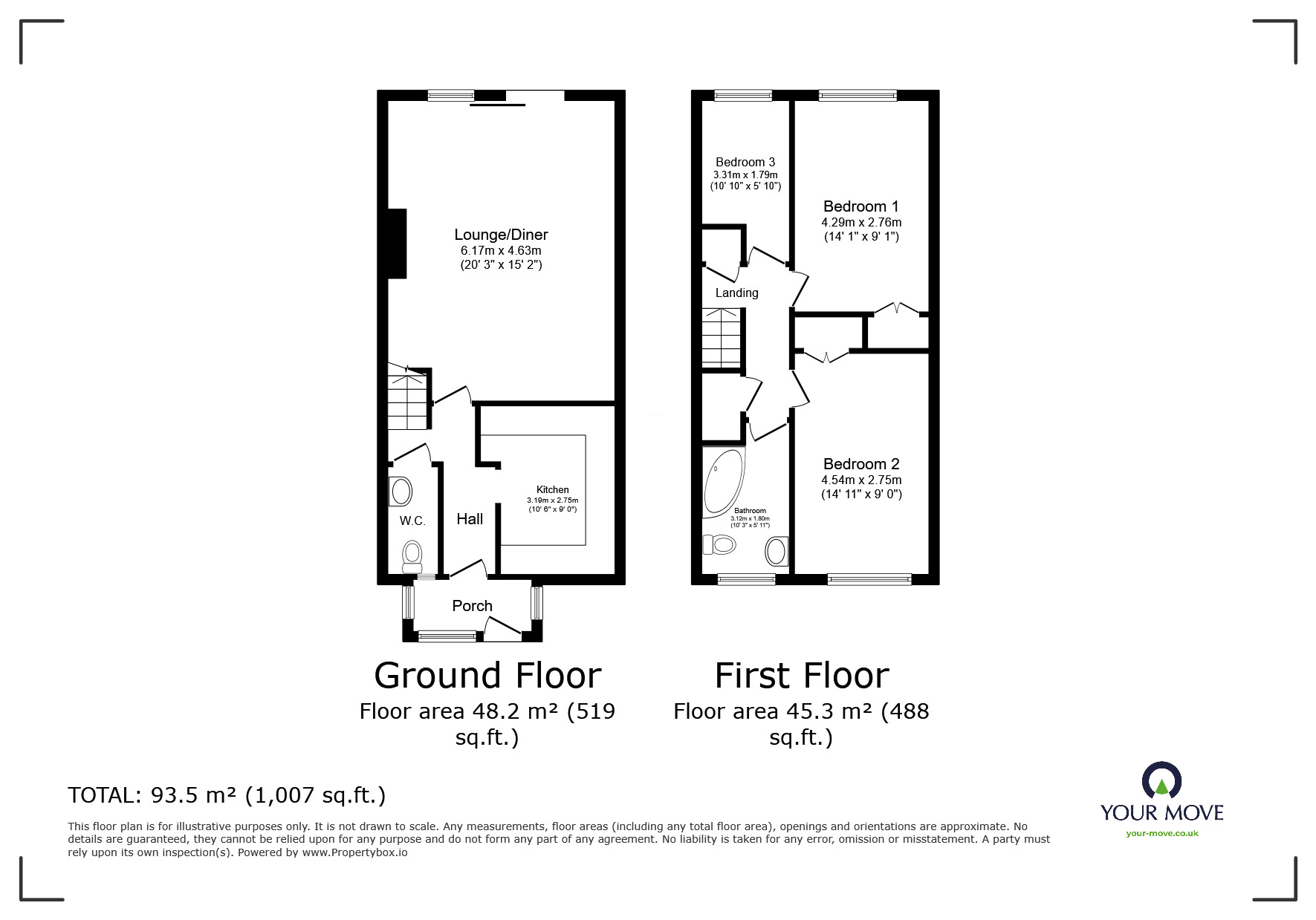 Floorplan of 3 bedroom Mid Terrace House for sale, Hollington Old Lane, St. Leonards-on-Sea, East Sussex, TN38