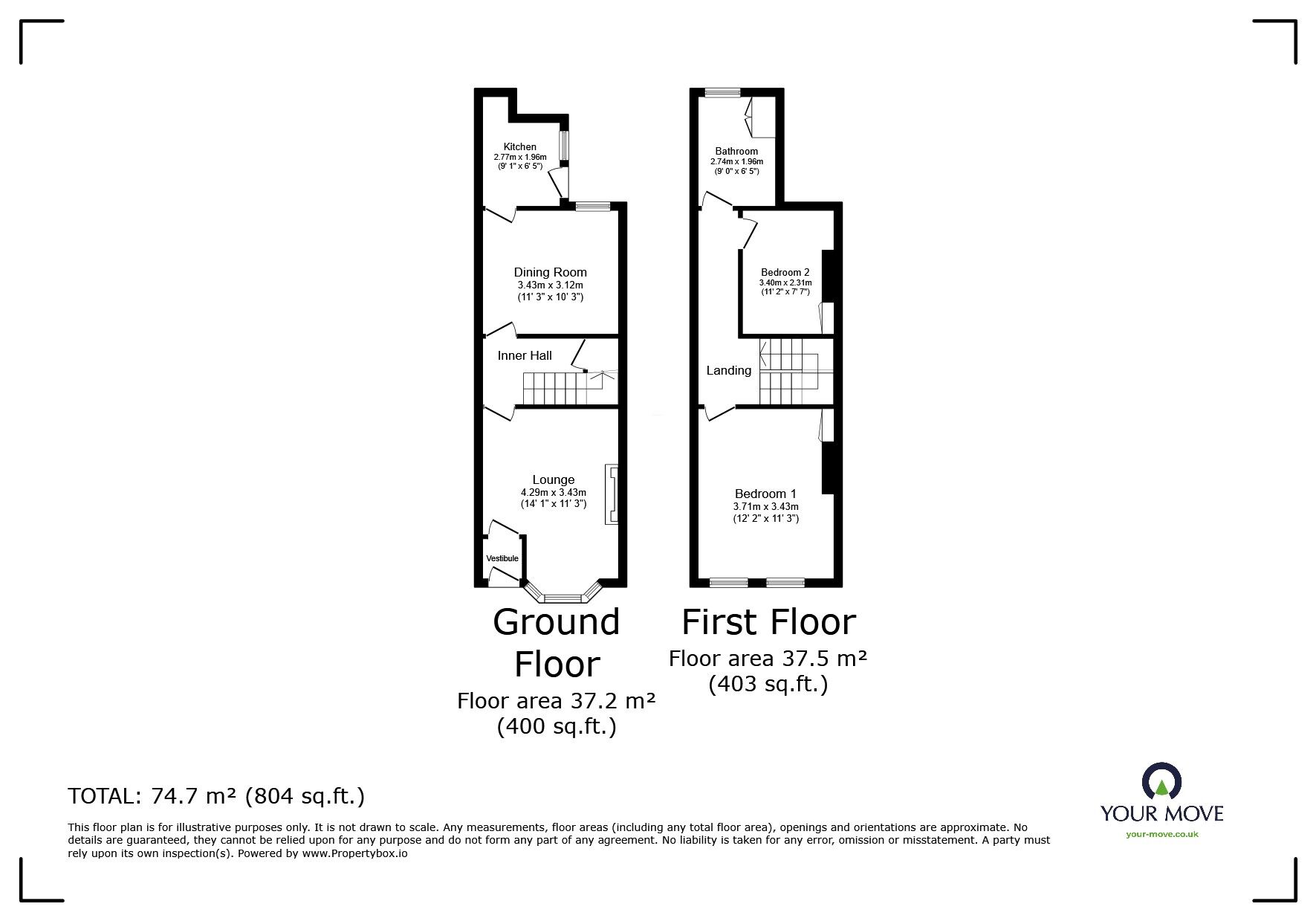 Floorplan of 2 bedroom Mid Terrace House to rent, Croft Terrace, Hastings, East Sussex, TN34