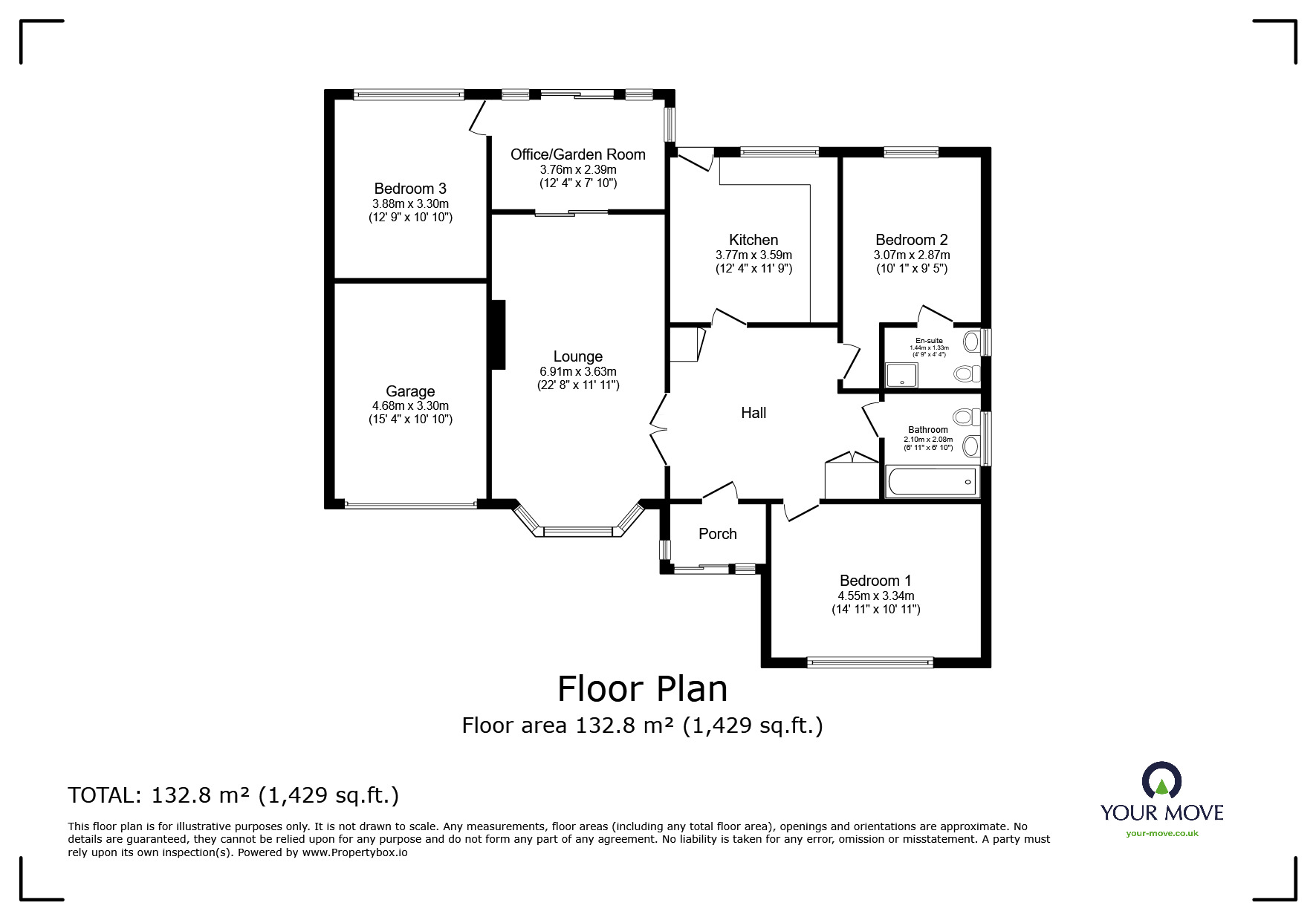 Floorplan of 3 bedroom Detached Bungalow for sale, Old Roar Road, St. Leonards-on-Sea, East Sussex, TN37