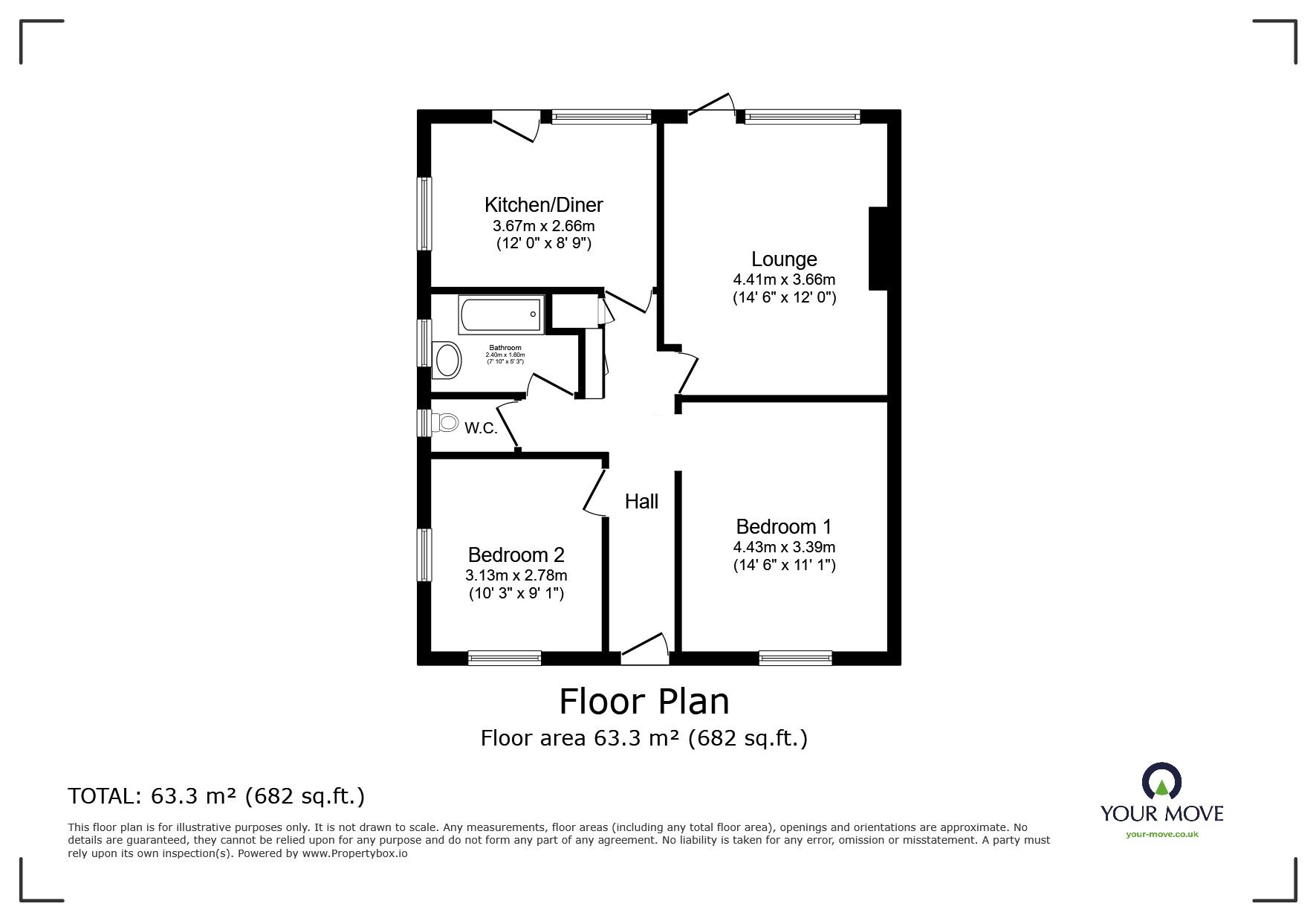 Floorplan of 2 bedroom Semi Detached Bungalow for sale, Park Avenue, Hastings, East Sussex, TN34