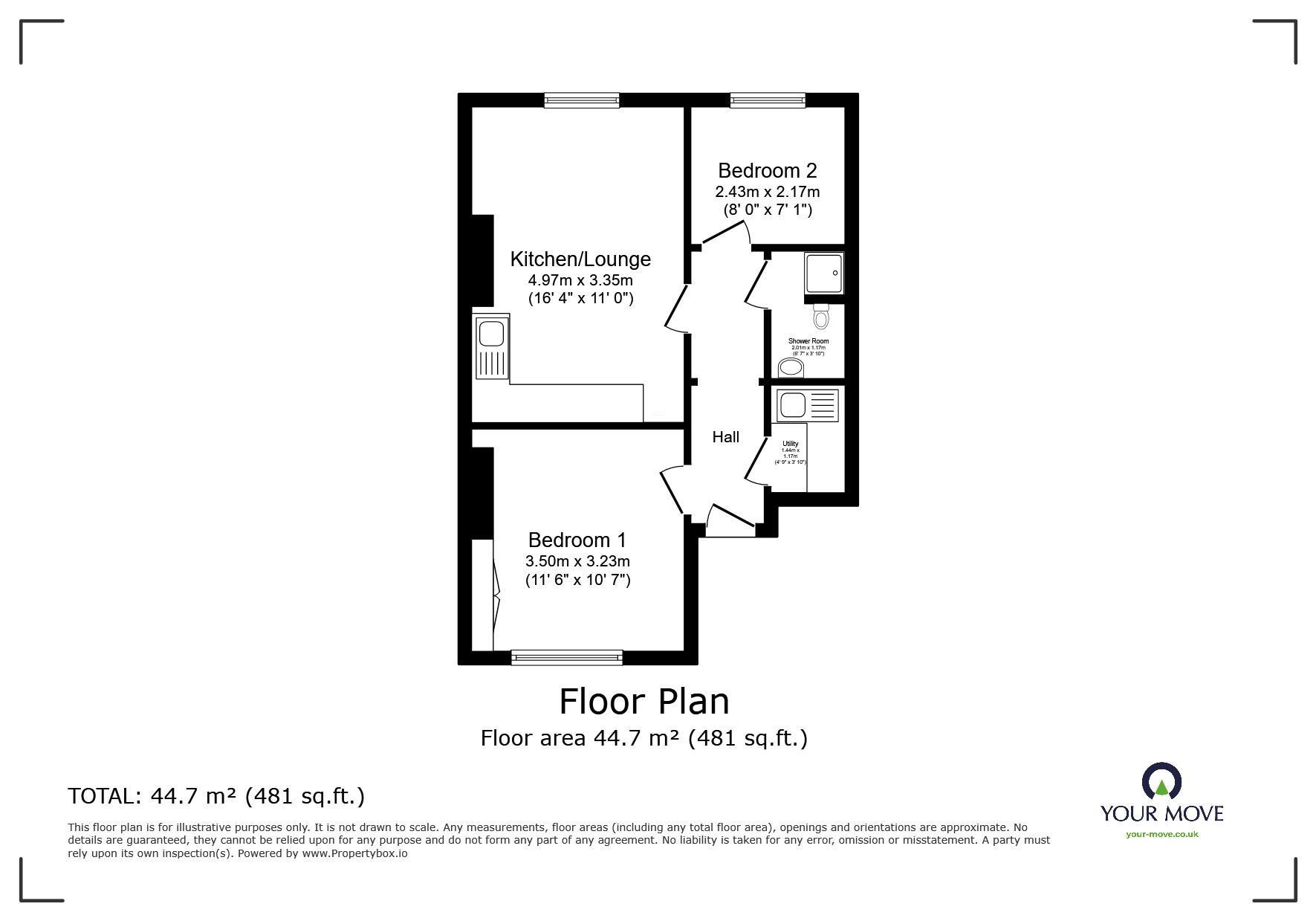 Floorplan of 2 bedroom  Flat for sale, Braybrooke Road, Hastings, East Sussex, TN34