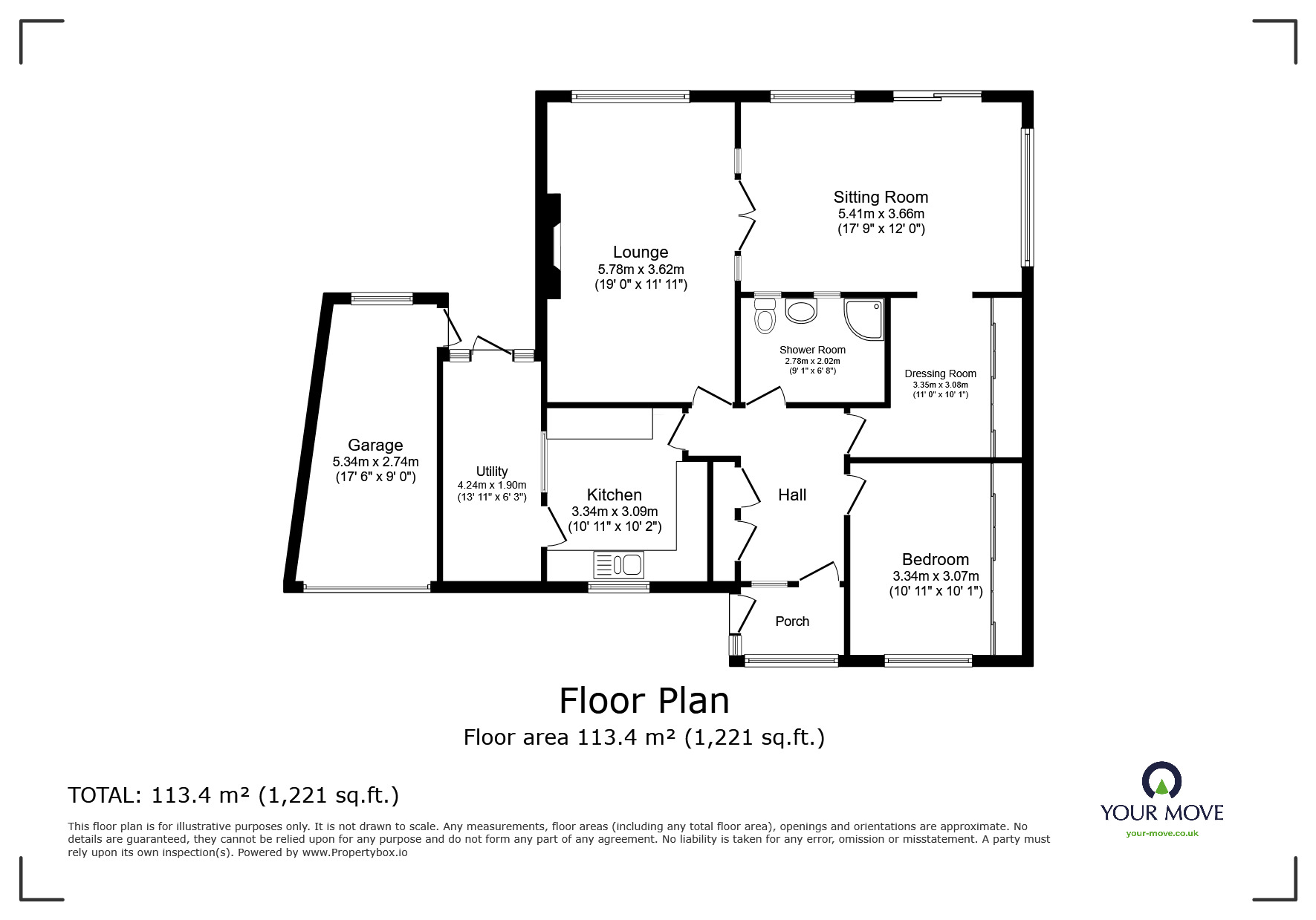 Floorplan of 2 bedroom Detached Bungalow for sale, Farley Way, Fairlight, East Sussex, TN35