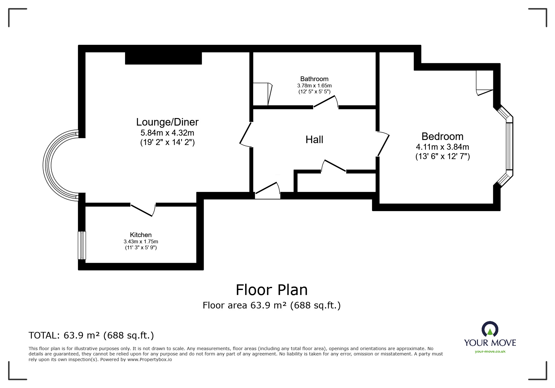 Floorplan of 1 bedroom  Flat to rent, York Gardens, Hastings, East Sussex, TN34