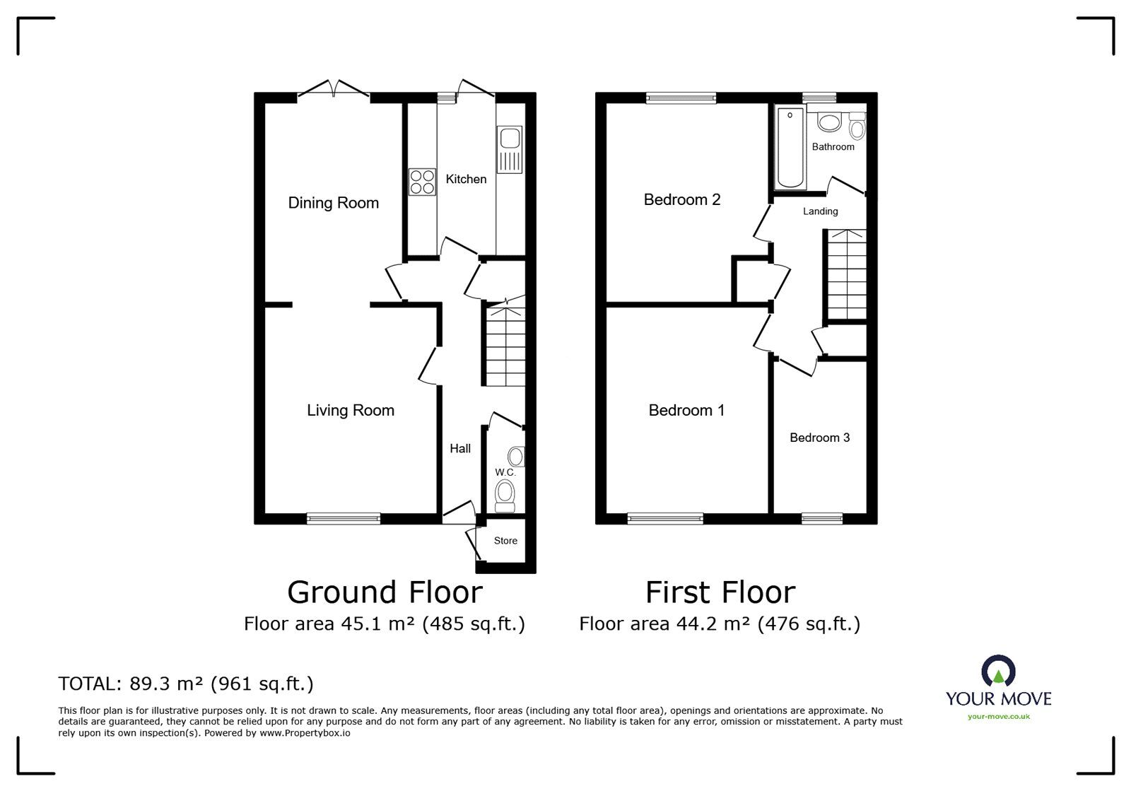 Floorplan of 3 bedroom Mid Terrace House to rent, Colonsay, Hemel Hempstead, Hertfordshire, HP3