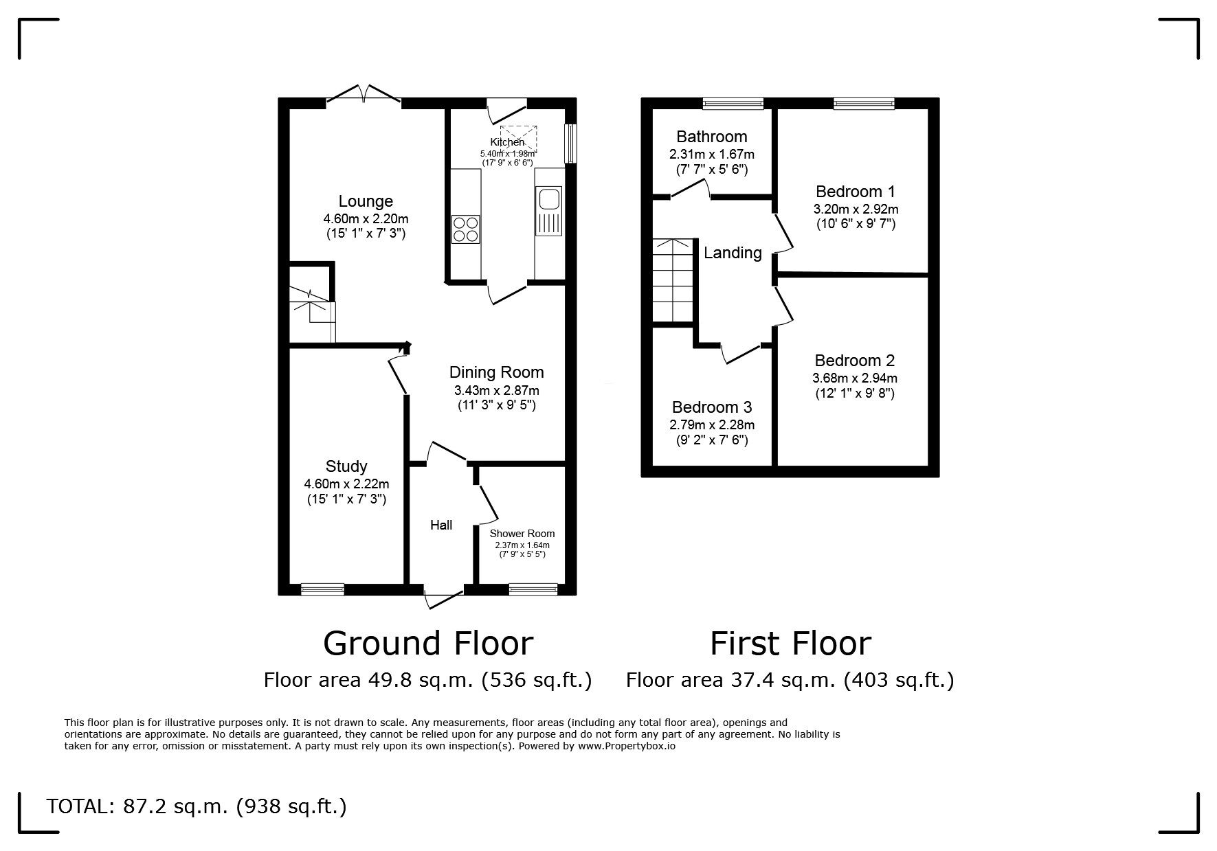 Floorplan of 3 bedroom End Terrace House for sale, Berkeley Square, Hemel Hempstead, Hertfordshire, HP2