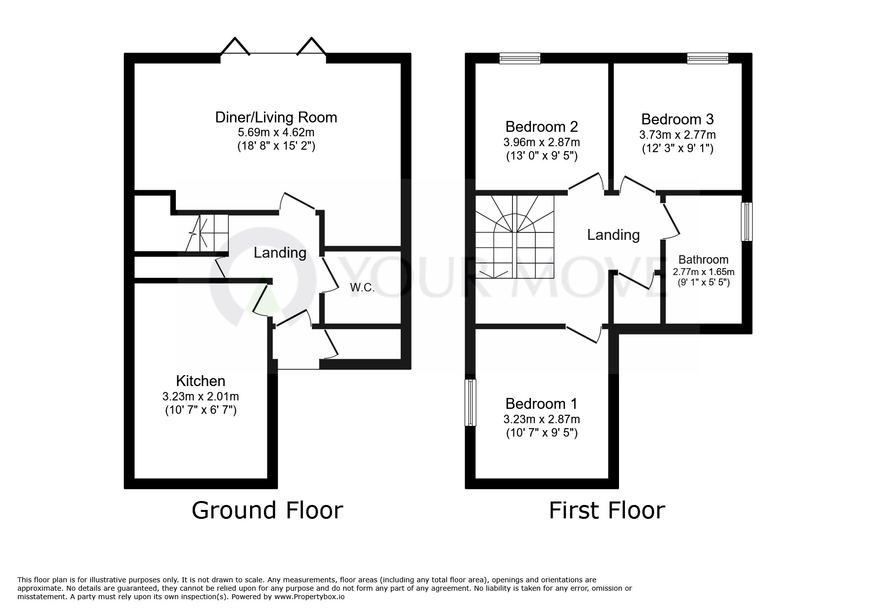 Floorplan of 3 bedroom Semi Detached House for sale, Baylie Court, Hemel Hempstead, Hertfordshire, HP2