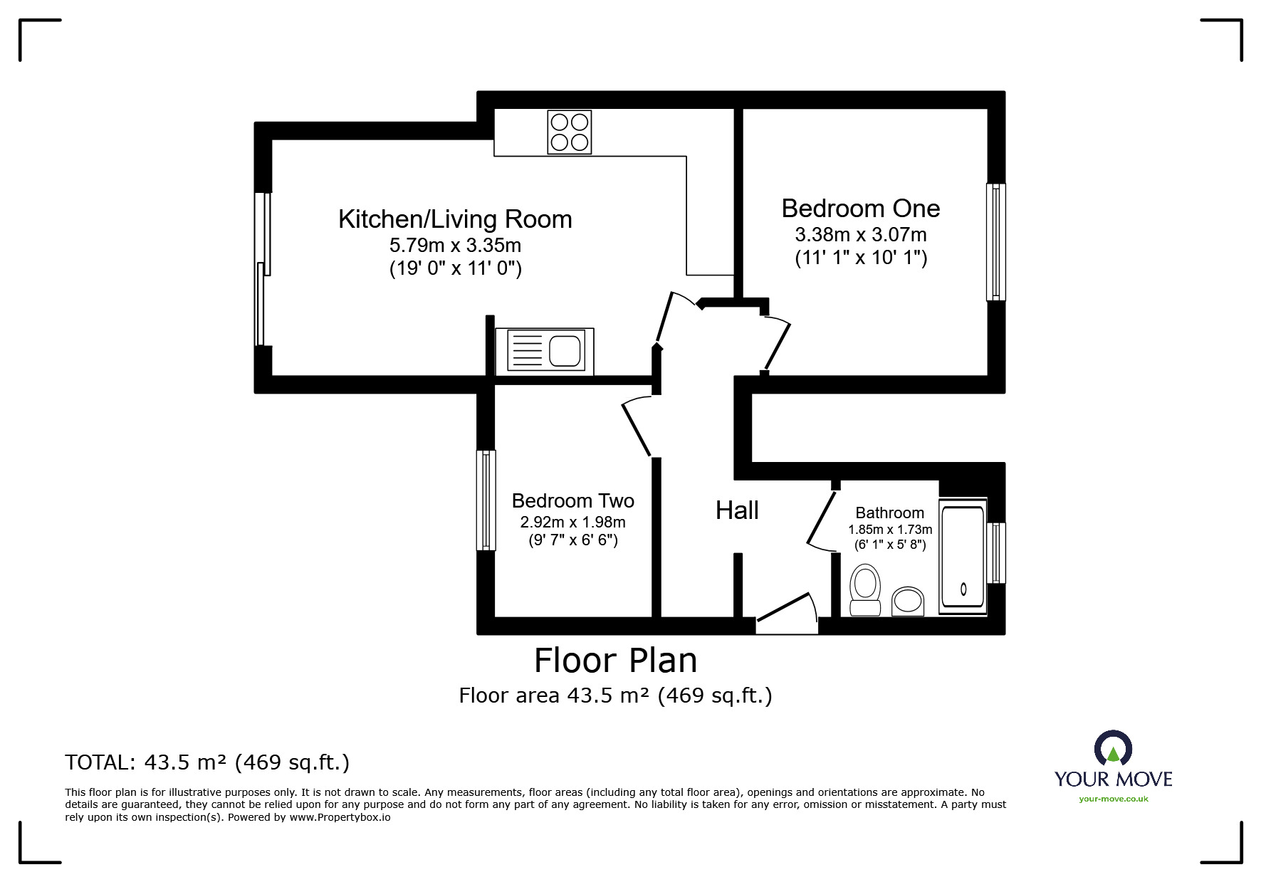 Floorplan of 2 bedroom  Flat for sale, Someries Road, Hemel Hempstead, Hertfordshire, HP1