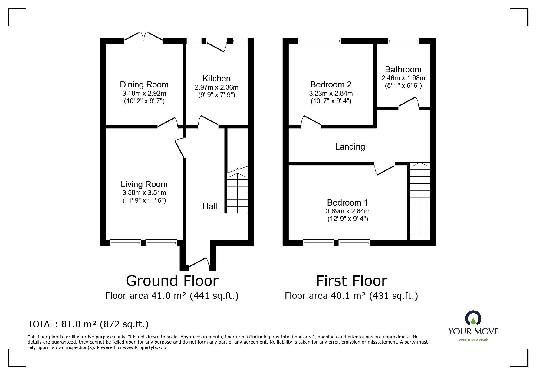 Floorplan of 2 bedroom End Terrace House for sale, Airedale, Hemel Hempstead, Hertfordshire, HP2