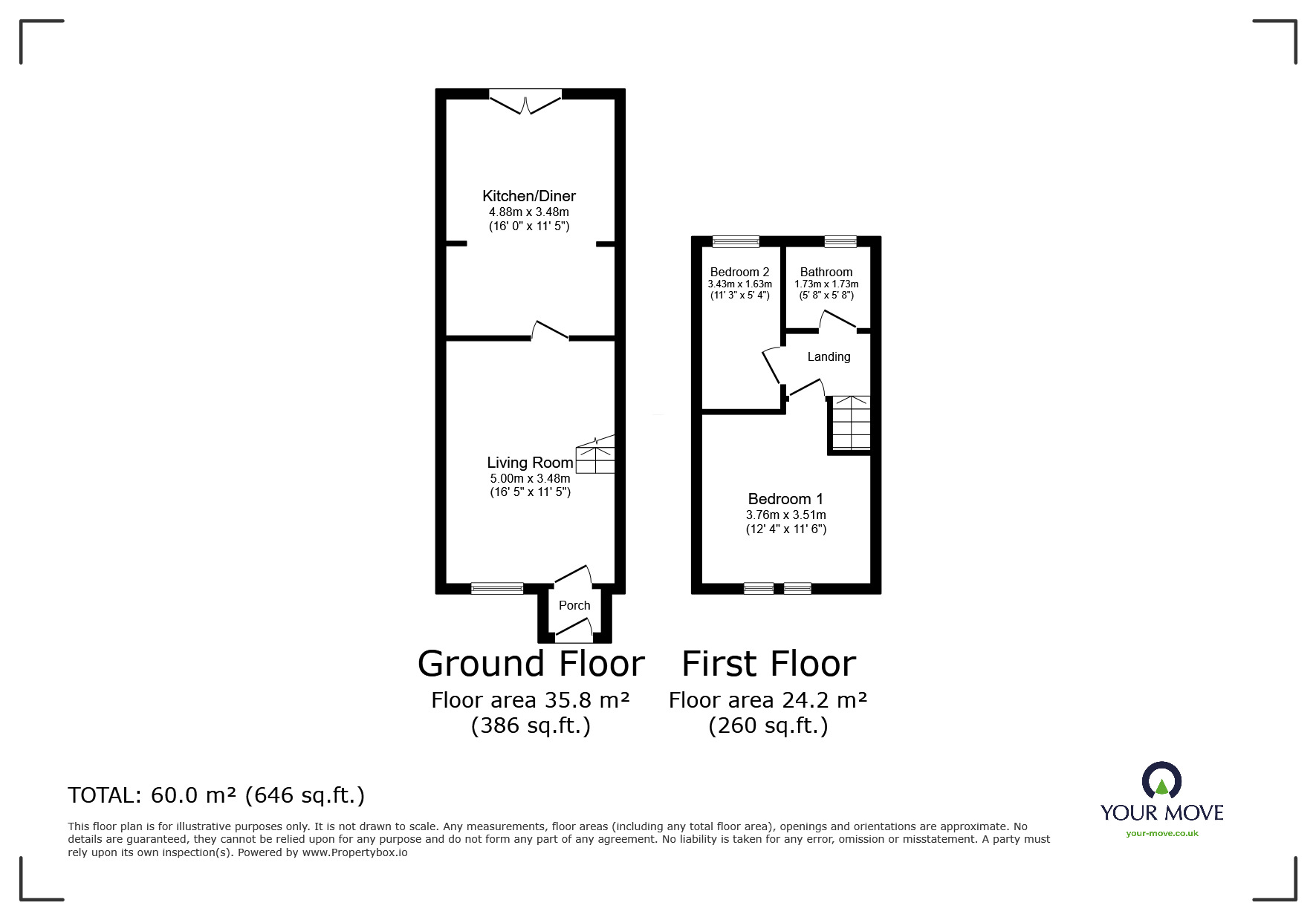 Floorplan of 2 bedroom Mid Terrace House for sale, Hales Park, Hemel Hempstead, Hertfordshire, HP2