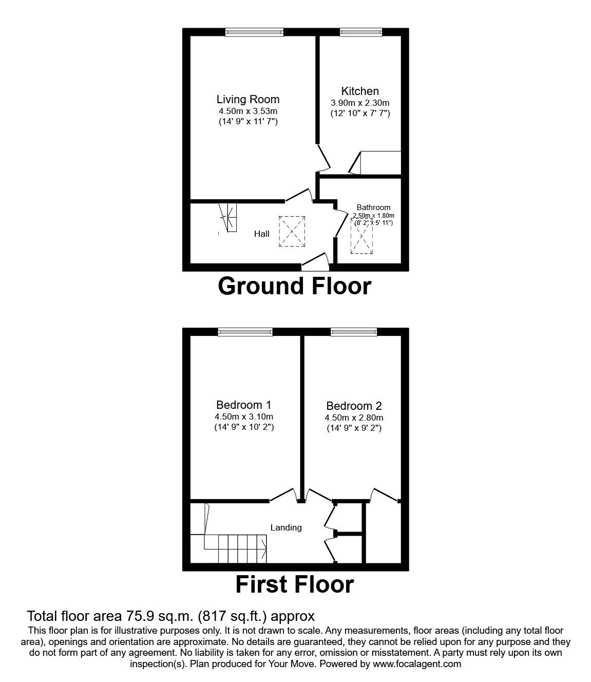 Floorplan of 2 bedroom  Flat to rent, Marlowes, Hemel Hempstead, Hertfordshire, HP1