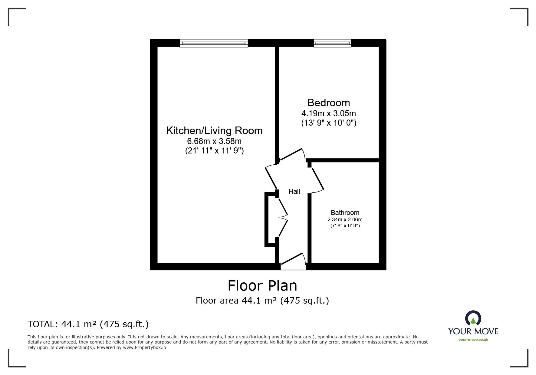 Floorplan of 1 bedroom  Flat for sale, Midland Road, Hemel Hempstead, Hertfordshire, HP2